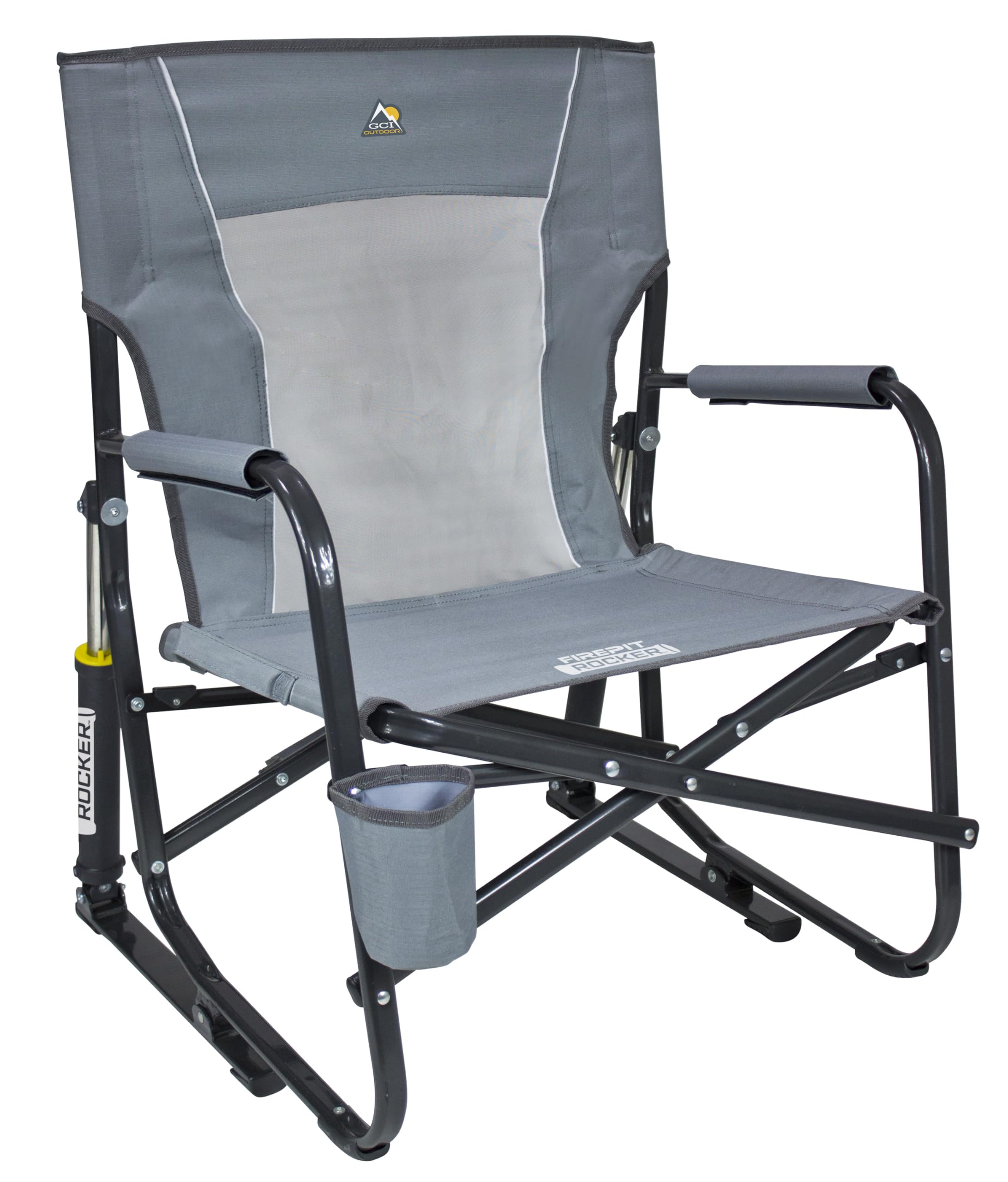 GCI OUTDOOR Freestyle Rocker XL with Side Table Camping Chair | Portable Folding Rocking Chair with Solid, Durable Armrests, Drink Holder & Comfortable Backrest — Red