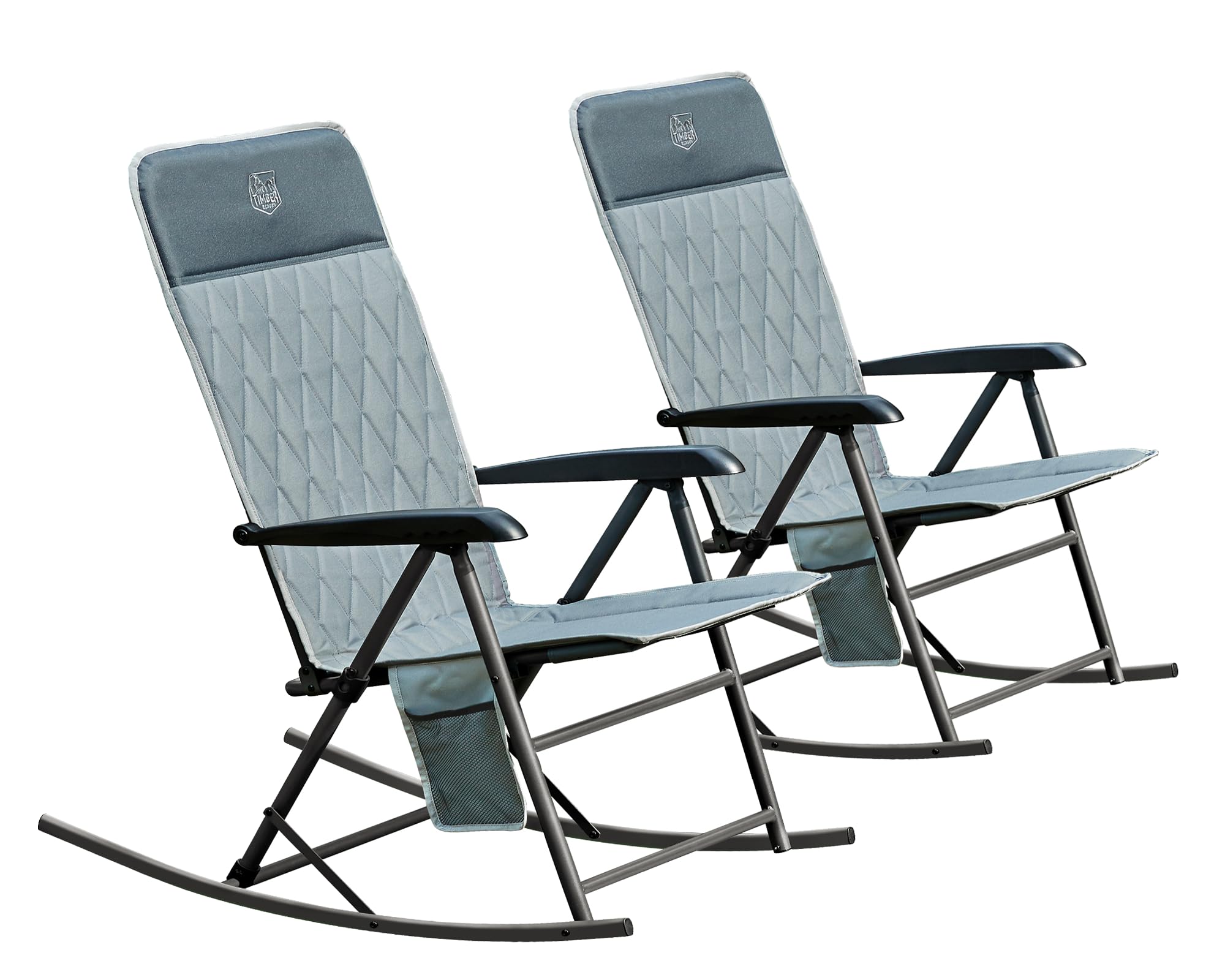 Timber Ridge 3-Level Adjustable Rocking Camping Chair, Ergonomic Padded High Back, Supports 300 LBS, Stable Anti-Tip Rocker, Hard Armrests for Easy Standing, Portable for Patio, Lawn & Tailgating