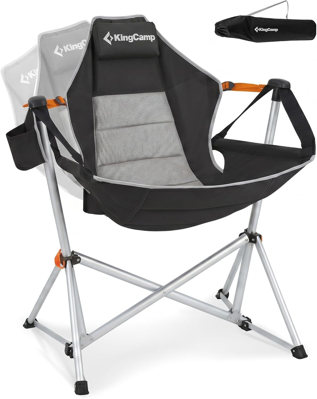 KingCamp Hammock Camping Chair, Swinging Portable Camp Chairs for Adults, 400lbs Heavy Duty Oversized Folding Rocking Chair with Adjustable Recline, Aluminum Alloy Frame for Outdoor Patio Beach Sport