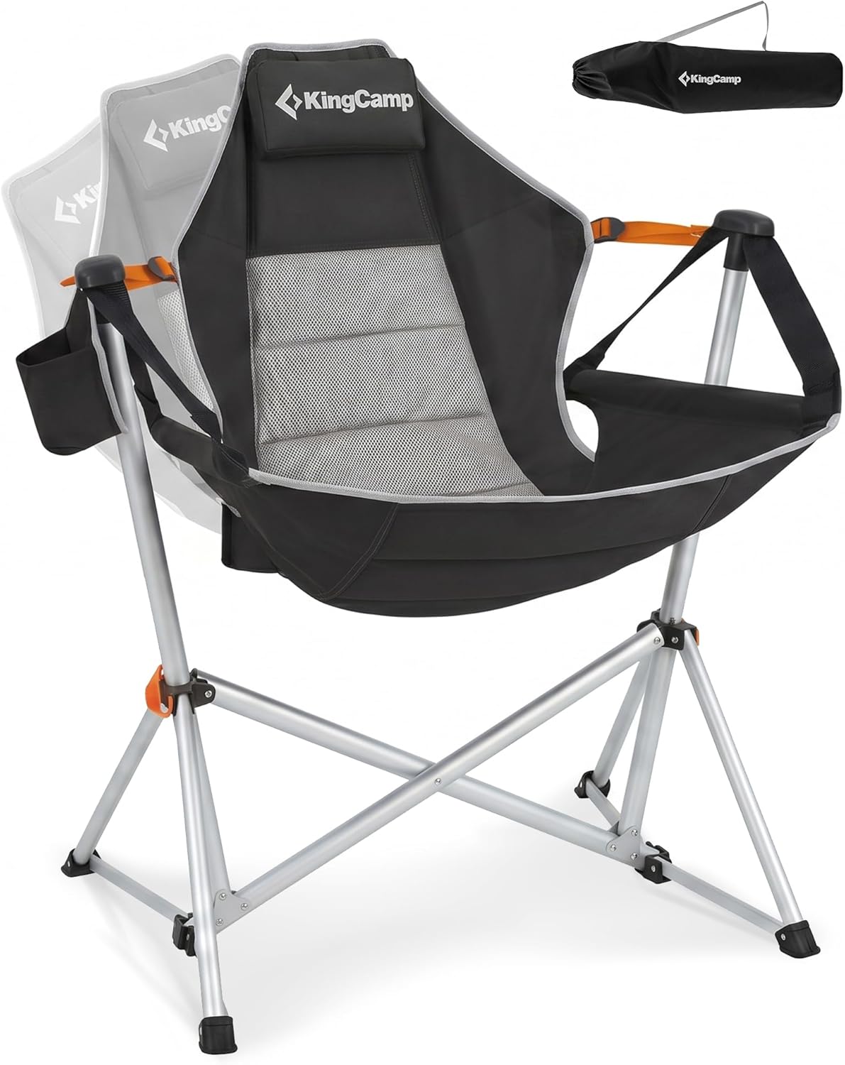 KingCamp Hammock Camping Chair, Swinging Portable Camp Chairs for Adults, 400lbs Heavy Duty Oversized Folding Rocking Chair with Adjustable Recline, Aluminum Alloy Frame for Outdoor Patio Beach Sport