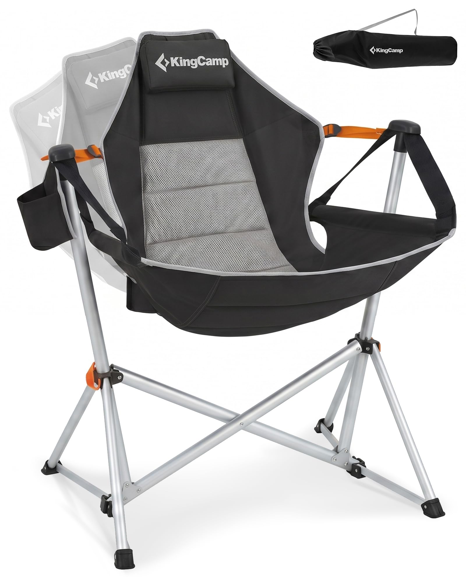KingCamp Hammock Camping Chair, Swinging Portable Camp Chairs for Adults, 400lbs Heavy Duty Oversized Folding Rocking Chair with Adjustable Recline, Aluminum Alloy Frame for Outdoor Patio Beach Sport