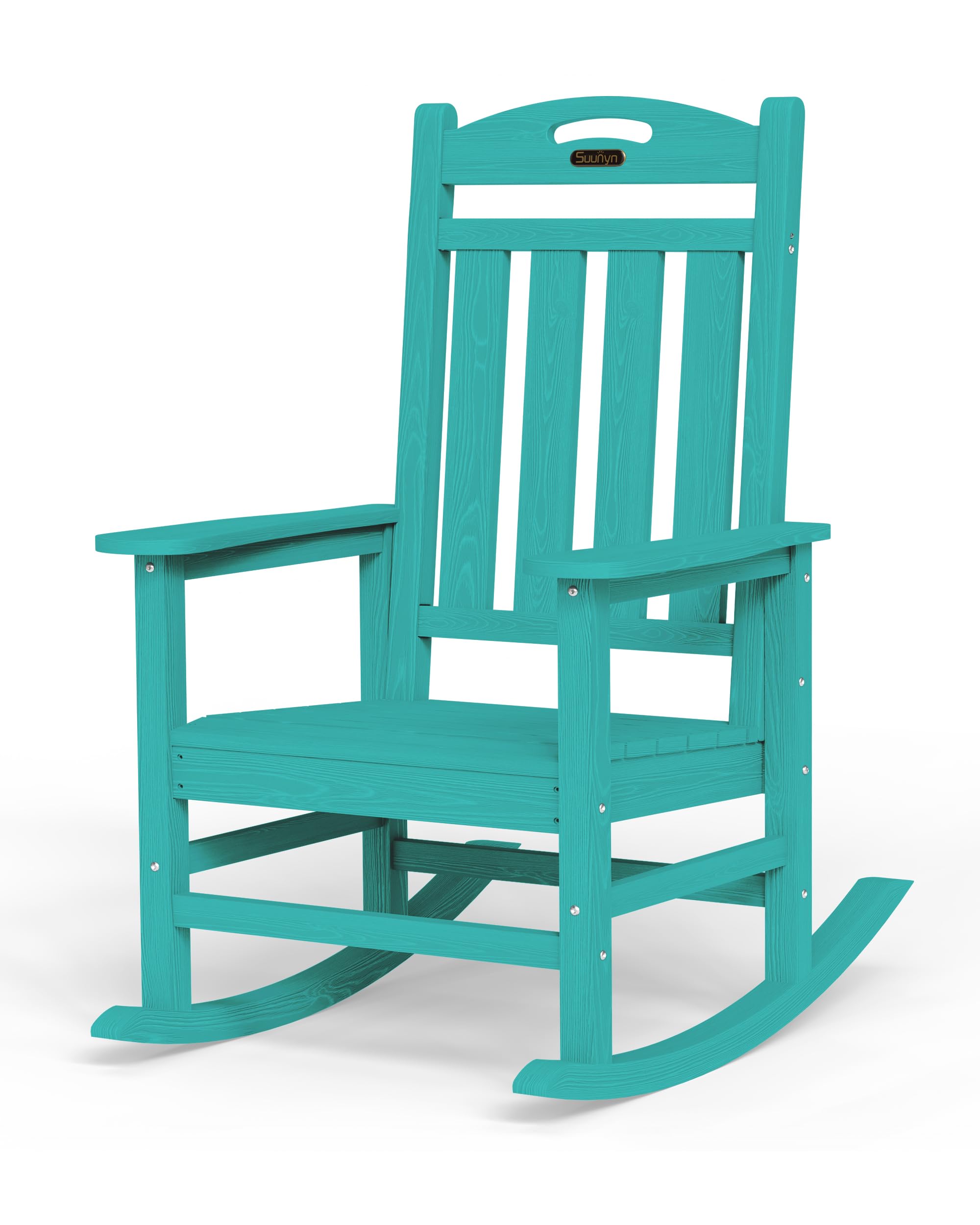 Oversized Outdoor Rocking Chair, HDPE All Weather Resistant Patio Rocking Chair, High Back Porch Rocking Chair, 380lbs Weight Capacity, Dark Grey