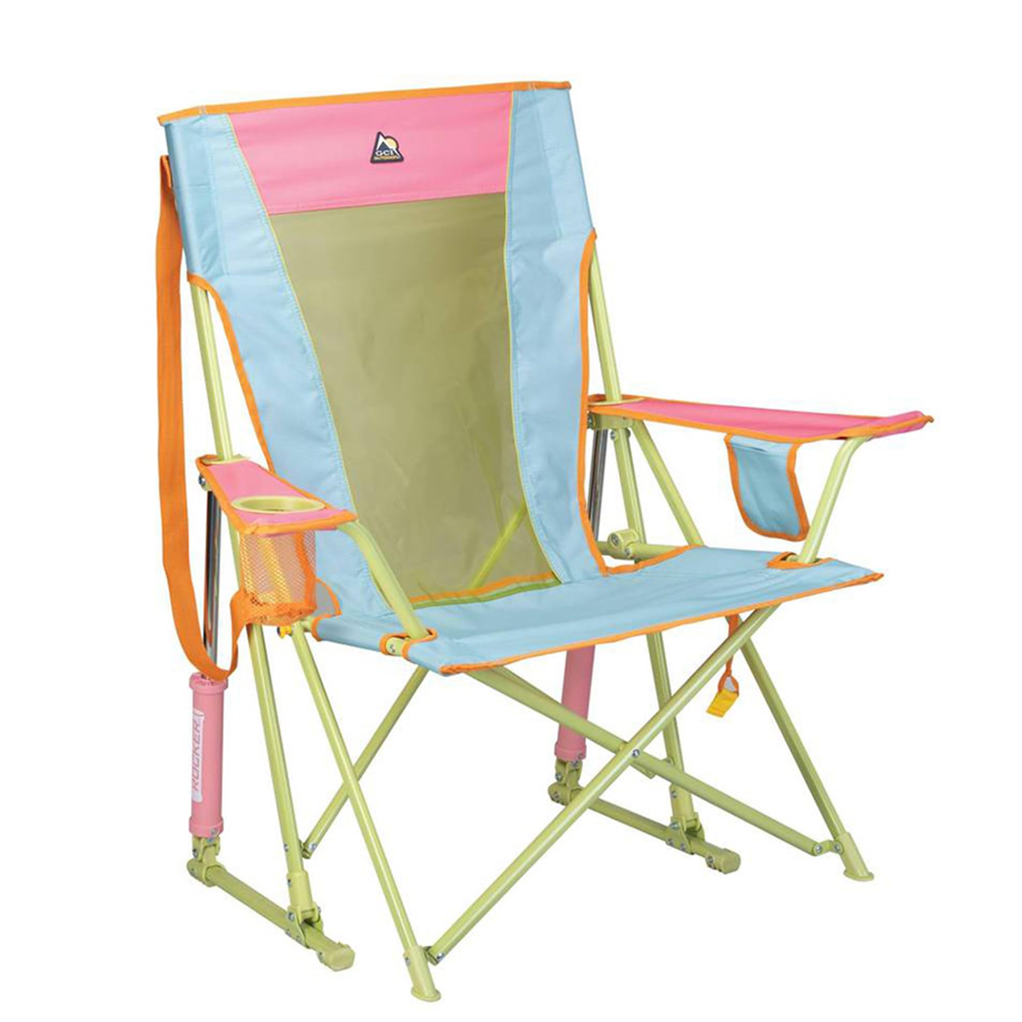 GCI Outdoor Comfort Pro Rocker Camping Chair | Portable Folding Rocking Chair with Durable Armrests & Drink Holder — Loden Green