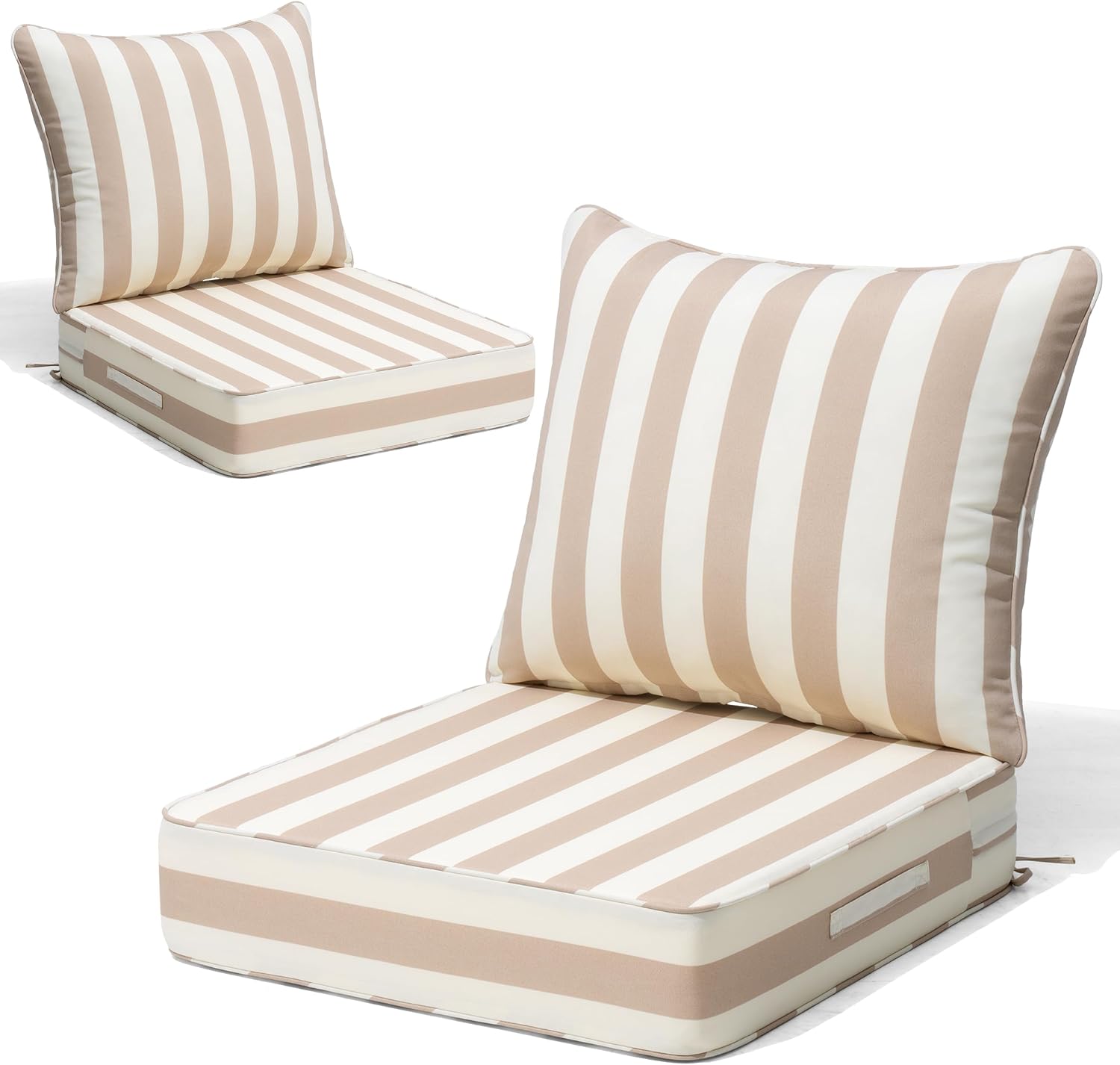 CRESTLIVE 5.5" Thick Deep Seat Patio Chair Cushions 24x24 Set of 2, Waterproof Outdoor Replacement Cushions for Wicker Sofa and Couch, Fade Resistant, Malachite