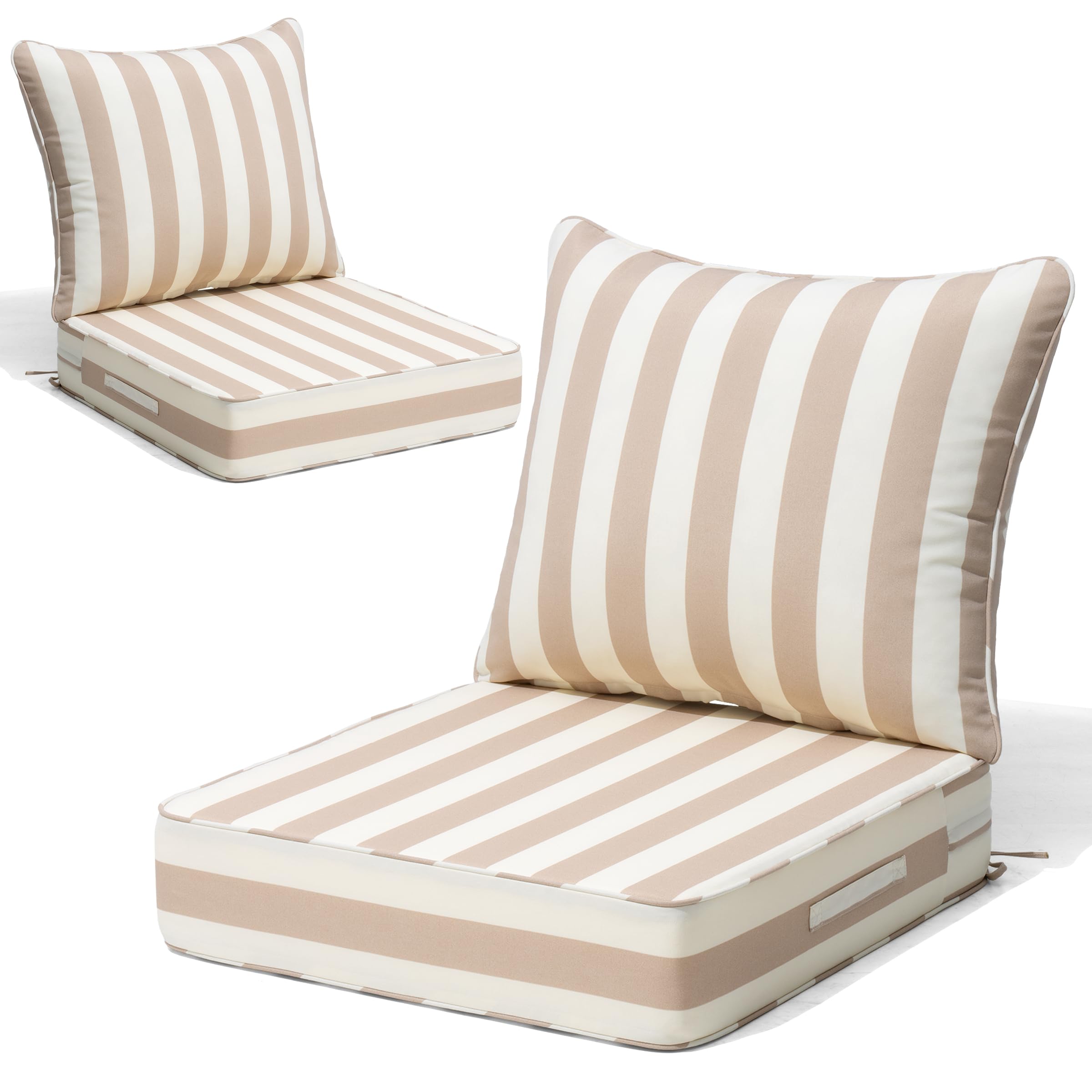 CRESTLIVE 5.5" Thick Deep Seat Patio Chair Cushions 24x24 Set of 2, Waterproof Outdoor Replacement Cushions for Wicker Sofa and Couch, Fade Resistant, Malachite