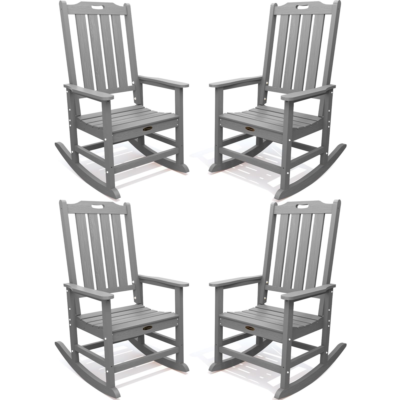 THOEOE Outdoor Rocking Chairs, Oversized Patio Rocking Chair | HDPE Outdoor Rockers for Front Porch, Patio, Backyard, Balcony and Garden. All-Weather High Back Design, Black