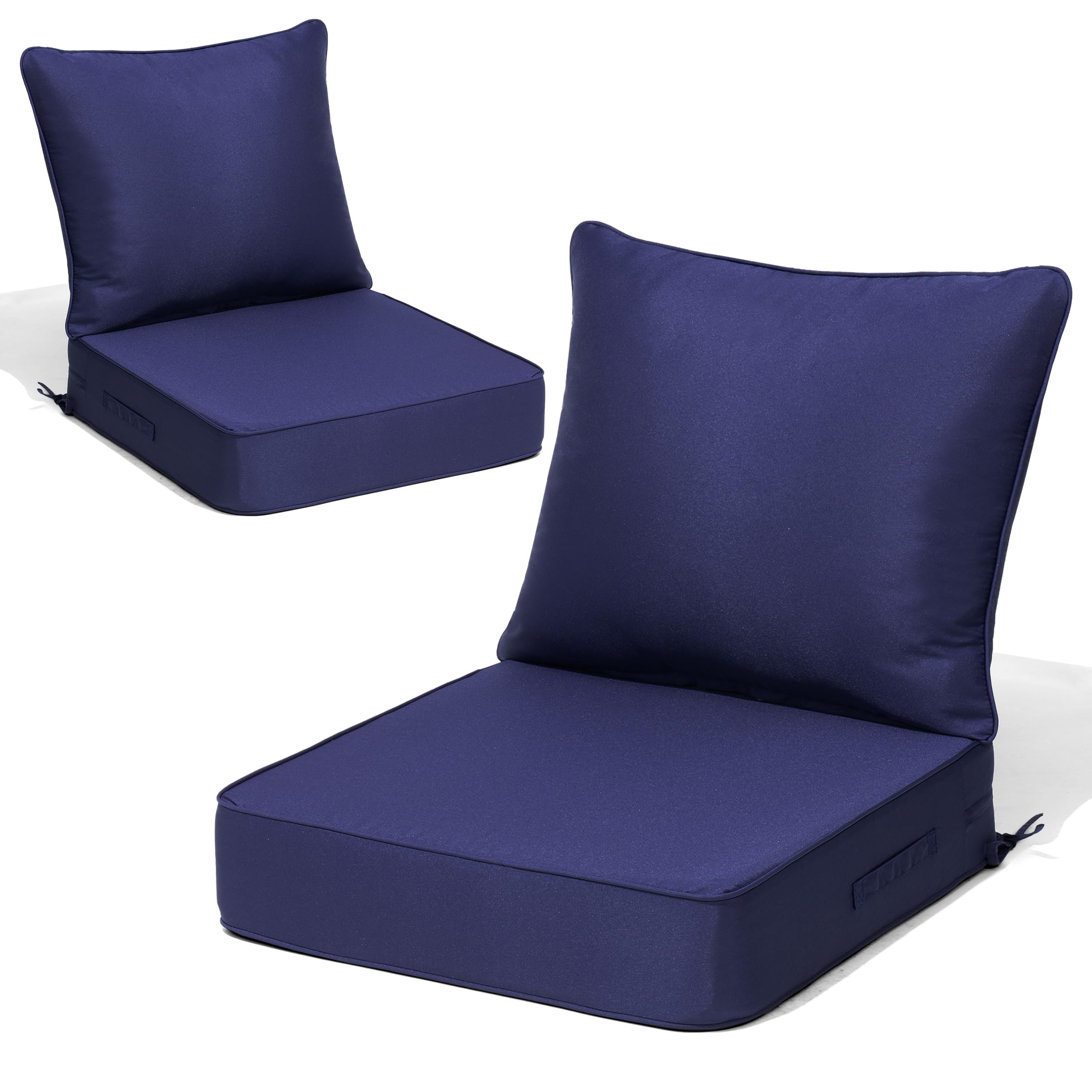 CRESTLIVE 5.5" Thick Deep Seat Patio Chair Cushions 24x24 Set of 2, Waterproof Outdoor Replacement Cushions for Wicker Sofa and Couch, Fade Resistant, Malachite