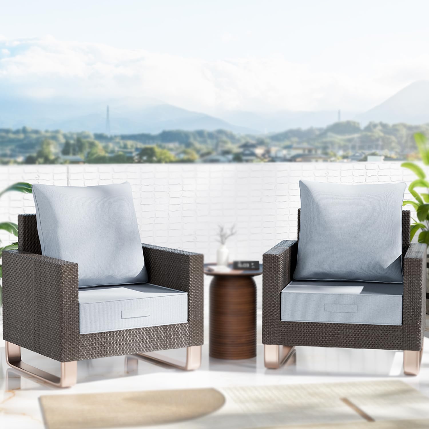 Outdoor Olefin Water-Resistant Deep Seat Cushion Set, 2PCS Weather and Fade Resistant 23''x 26''x 6'' Patio Furniture Seat Cushion, Thickened Sofa Chair Pad for Lawn, Garden, Red