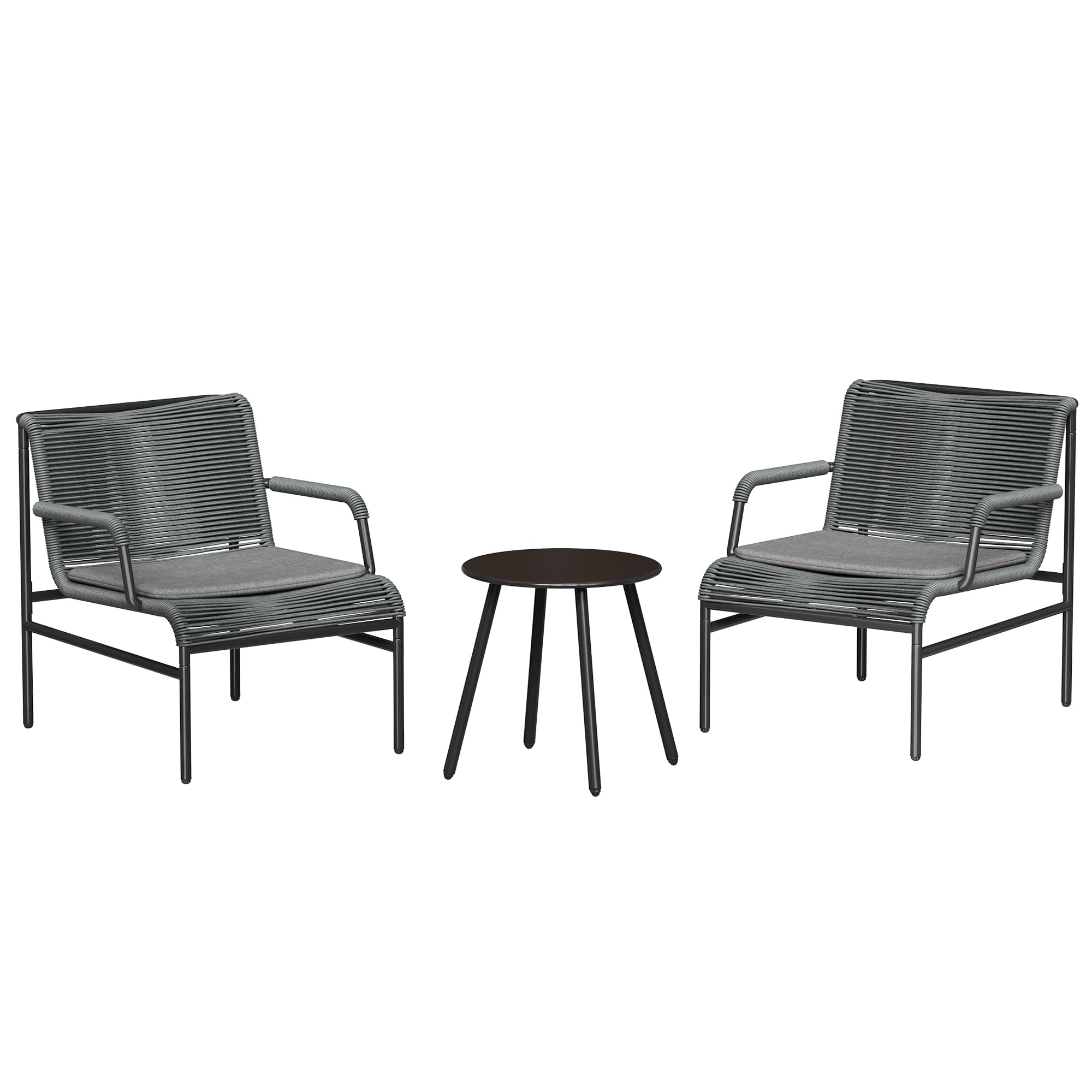 EAST OAK Breezeway Patio Furniture Set, 3-Piece Outside Bistro Set Handwoven Rattan Wicker Chairs with Waterproof Cushions, Tempered Glass Table, Outdoor Conversation Set, Ivory White & Jungle Green