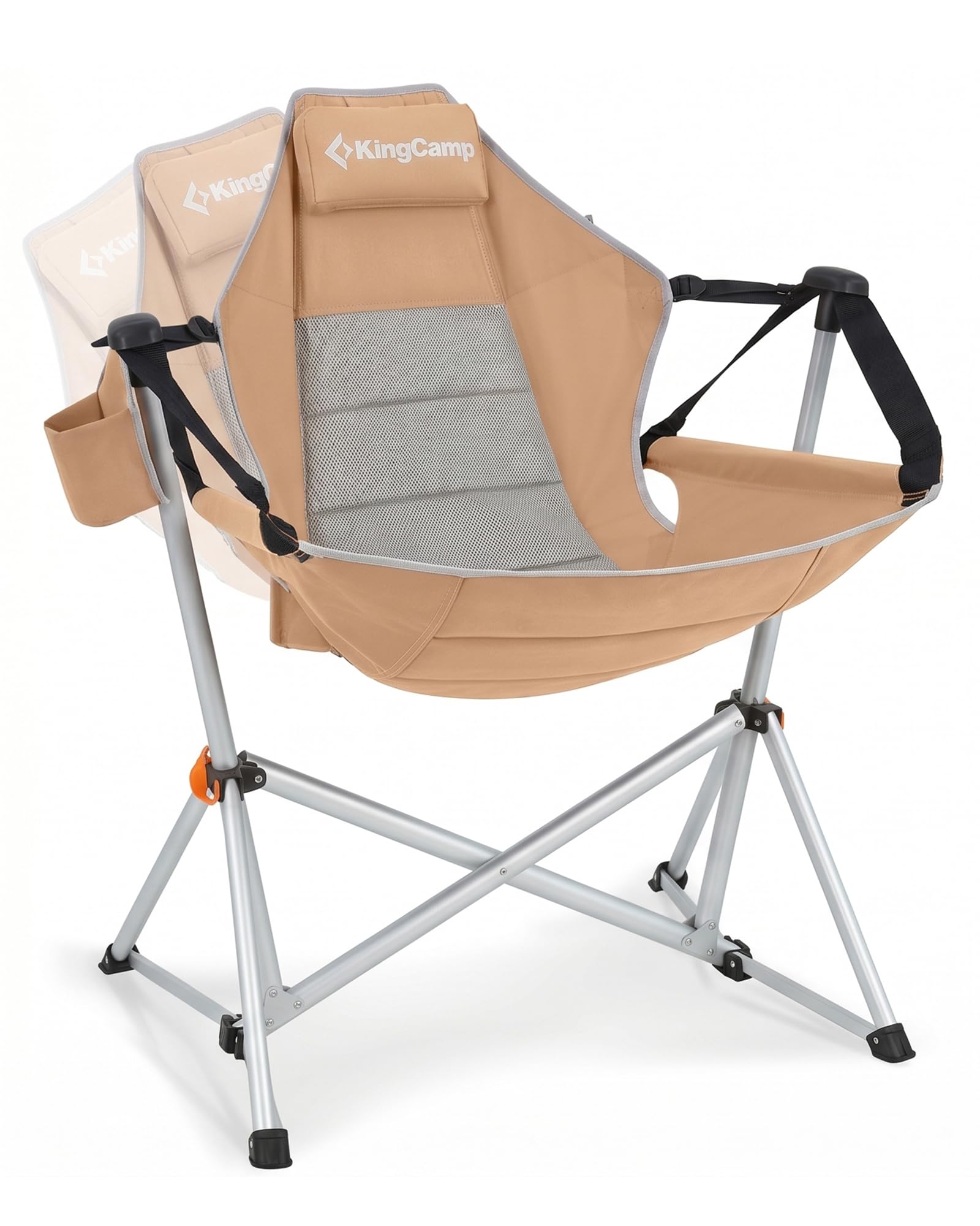 KingCamp Hammock Camping Chair, Swinging Portable Camp Chairs for Adults, 400lbs Heavy Duty Oversized Folding Rocking Chair with Adjustable Recline, Aluminum Alloy Frame for Outdoor Patio Beach Sport