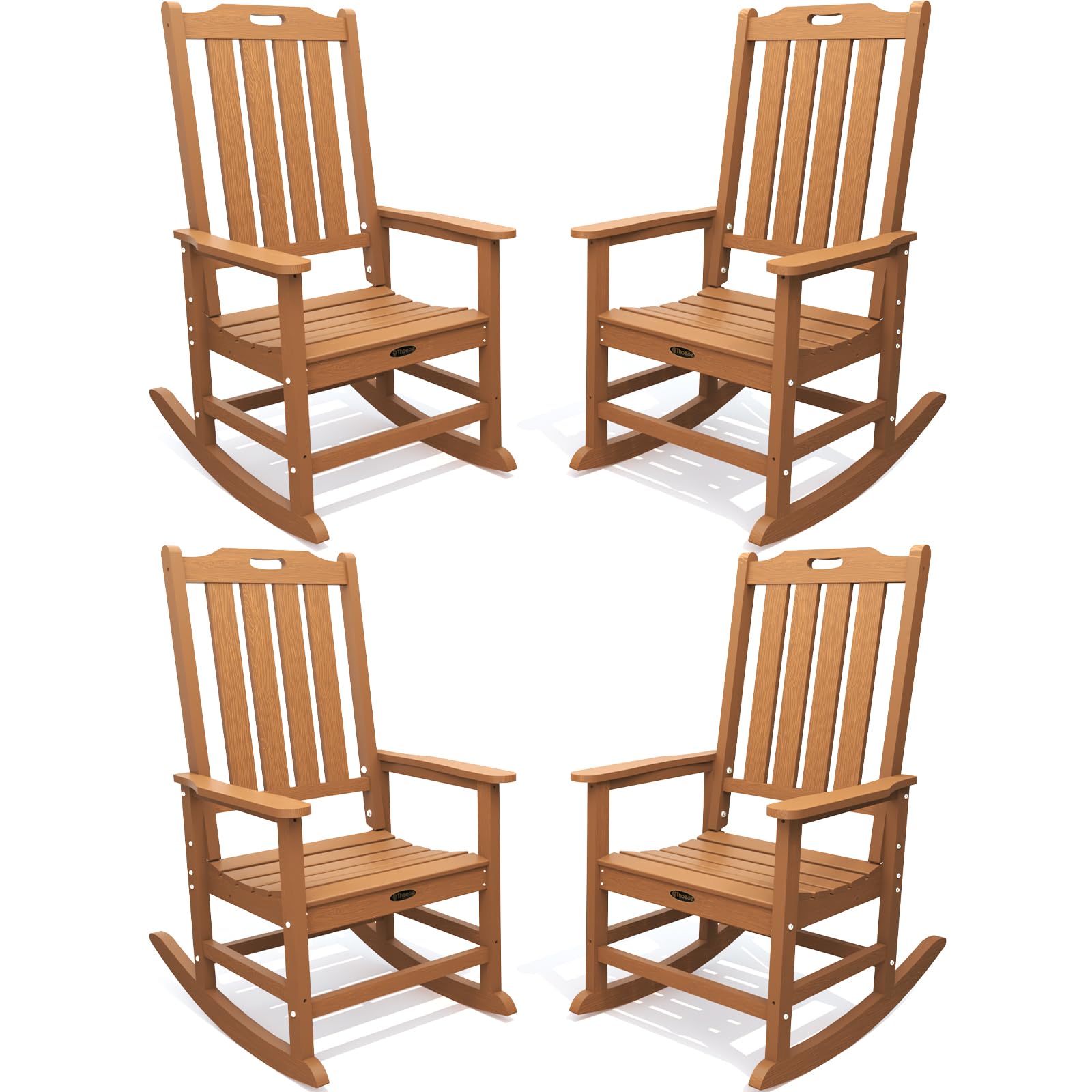 THOEOE Outdoor Rocking Chairs, Oversized Patio Rocking Chair | HDPE Outdoor Rockers for Front Porch, Patio, Backyard, Balcony and Garden. All-Weather High Back Design, Black