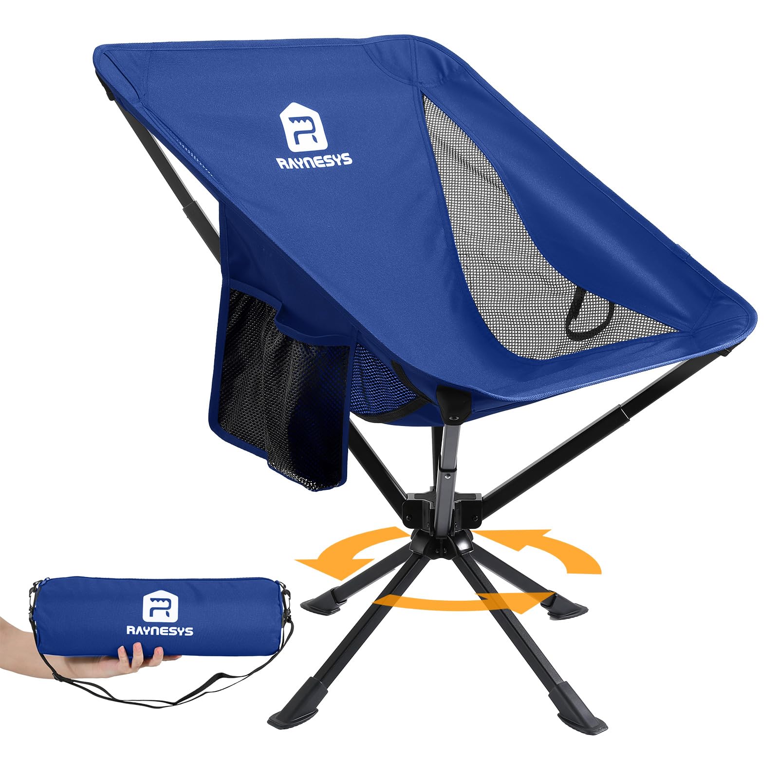 Raynesys 1 Pack Portable Camping Chair, Flexible 360° Rotation, Easy Carry, 8 Seconds Quick Setup Folding Camping Chair, 3.8Lb Lightweight Folding Chairs for Hiking, Beach, Sporting, Travel