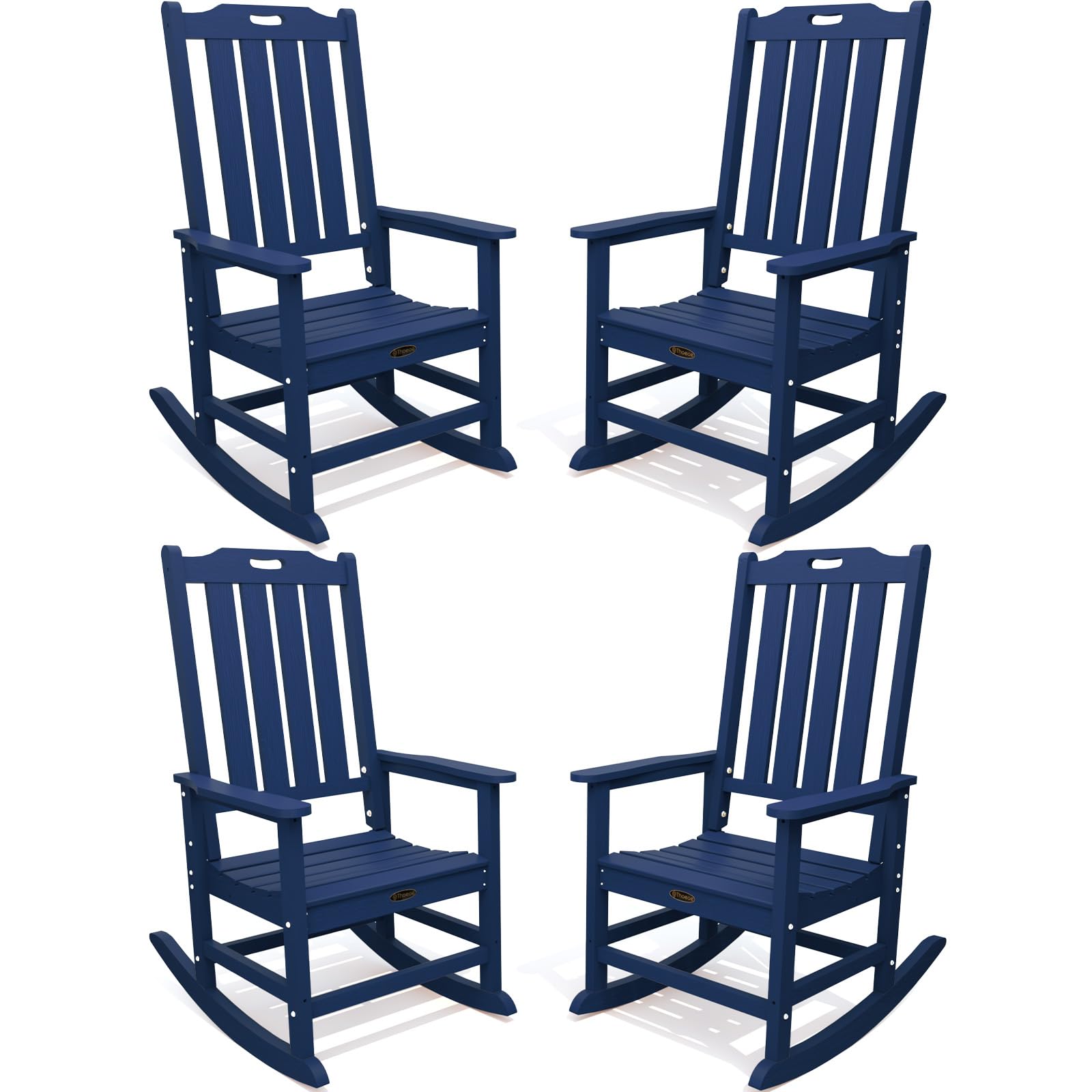 THOEOE Outdoor Rocking Chairs, Oversized Patio Rocking Chair | HDPE Outdoor Rockers for Front Porch, Patio, Backyard, Balcony and Garden. All-Weather High Back Design, Black