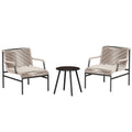 EAST OAK Breezeway Patio Furniture Set, 3-Piece Outside Bistro Set Handwoven Rattan Wicker Chairs with Waterproof Cushions, Tempered Glass Table, Outdoor Conversation Set, Ivory White & Jungle Green