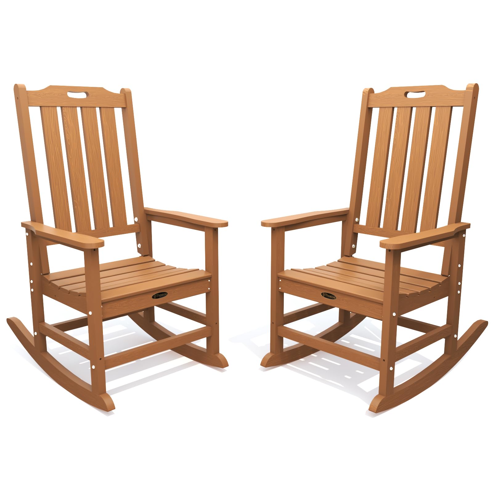 THOEOE Outdoor Rocking Chairs, Oversized Patio Rocking Chair | HDPE Outdoor Rockers for Front Porch, Patio, Backyard, Balcony and Garden. All-Weather High Back Design, Black