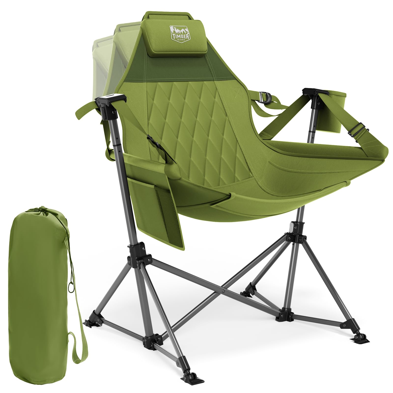 TIMBER RIDGE Hammock Camping Chair, Oversized Swinging Hammock Chair with Adjustable Back and Seat for Outdoor Lawn, Sports, Supports 400lbs, Blue