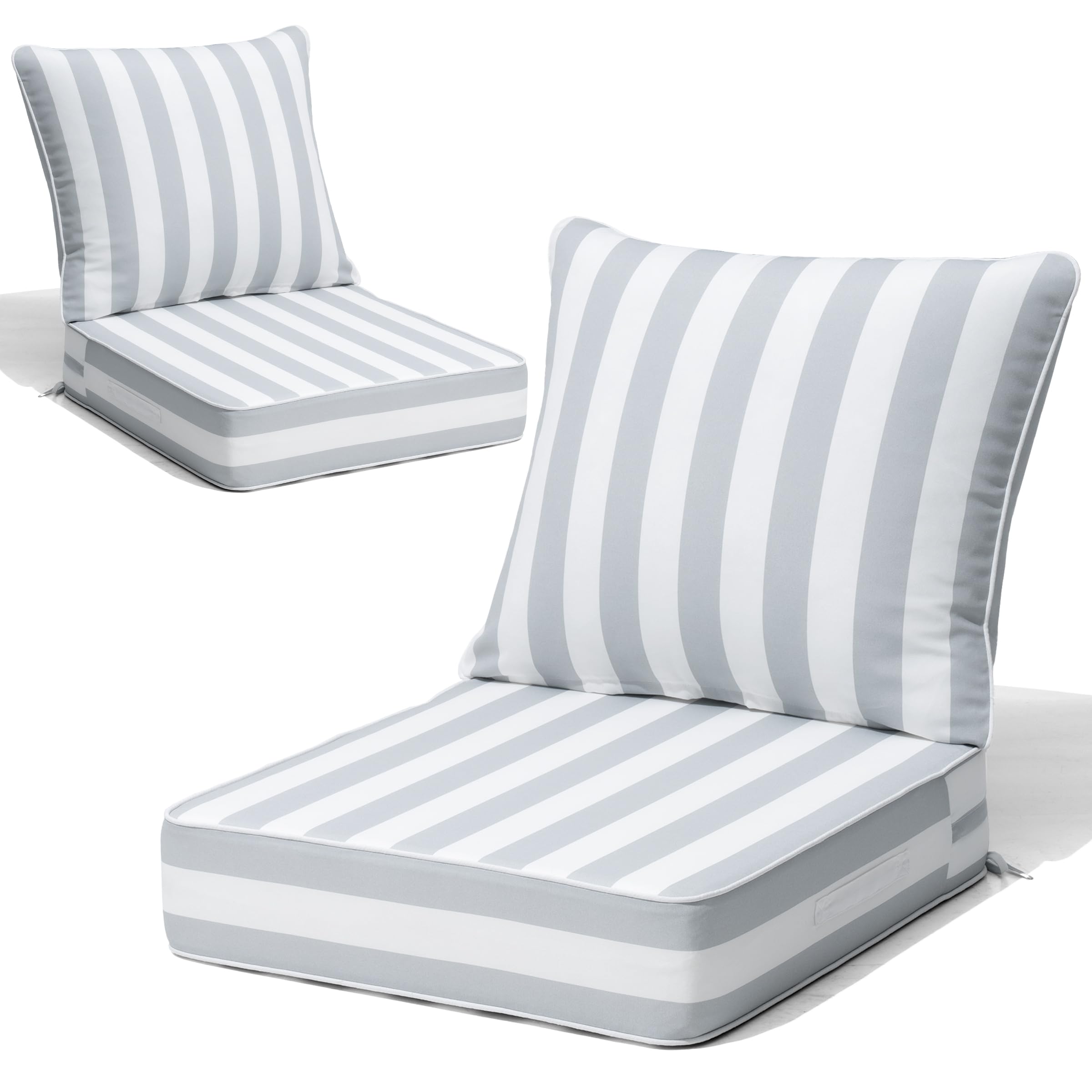 CRESTLIVE 5.5" Thick Deep Seat Patio Chair Cushions 24x24 Set of 2, Waterproof Outdoor Replacement Cushions for Wicker Sofa and Couch, Fade Resistant, Malachite