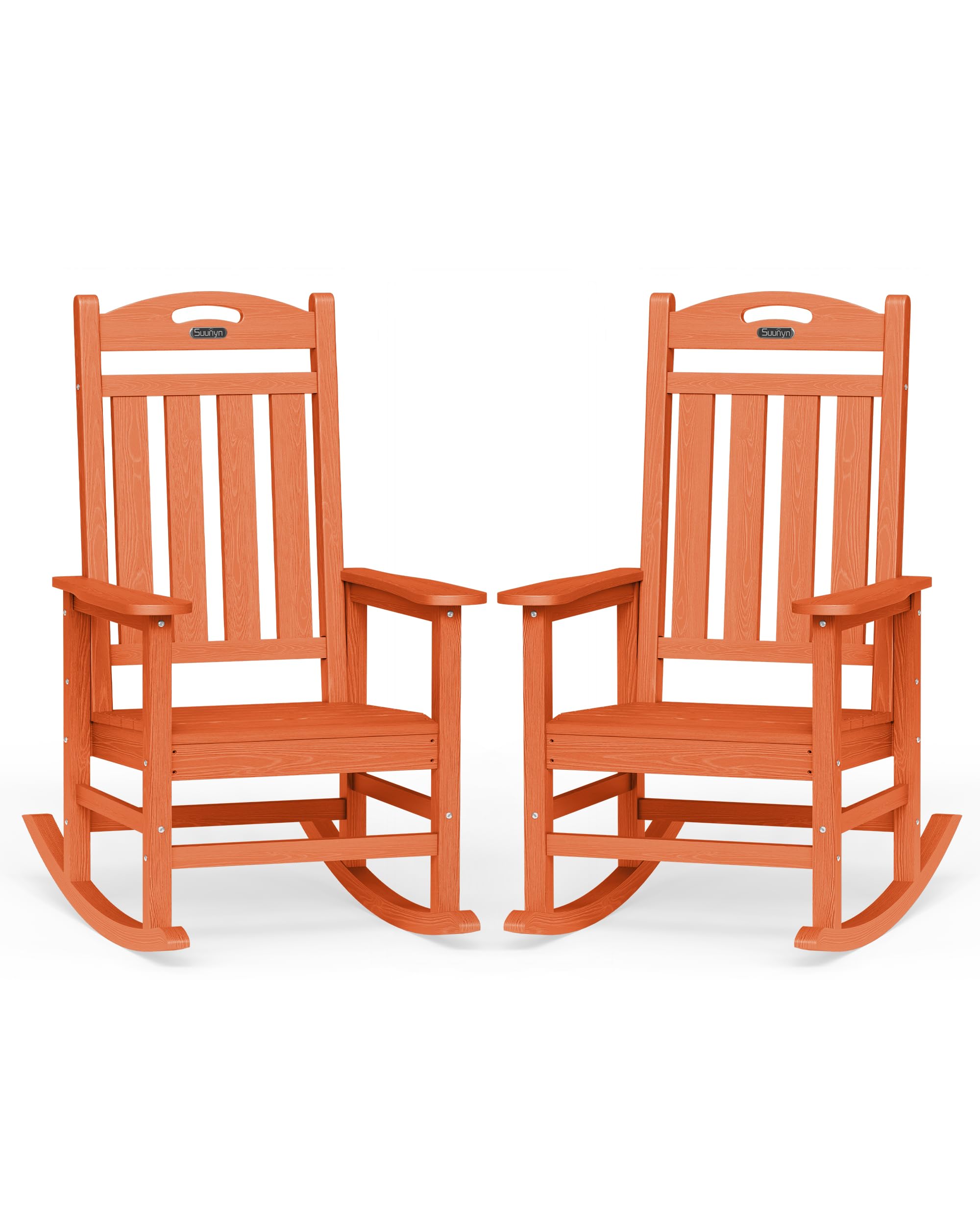 Oversized Outdoor Rocking Chair, HDPE All Weather Resistant Patio Rocking Chair, High Back Porch Rocking Chair, 380lbs Weight Capacity, Dark Grey