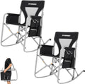 FUNDANGO Rocking Camping Chair, Set of 2, Portable Foldable Camping Chair, Oversized Camp Chair with Padded Back and seat, Cooler Bag for Adults Outdoor Travel