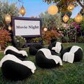 Huwena 12 Pcs Inflatable Bean Bag Chair and Throw Blankets Set(Air Pump Included), 6 Inflatable Bean Bag Lounge Chair Blow up Sofa 6 Fleece Throw Blankets for Movie Night Camping Outdoor(Coffee)