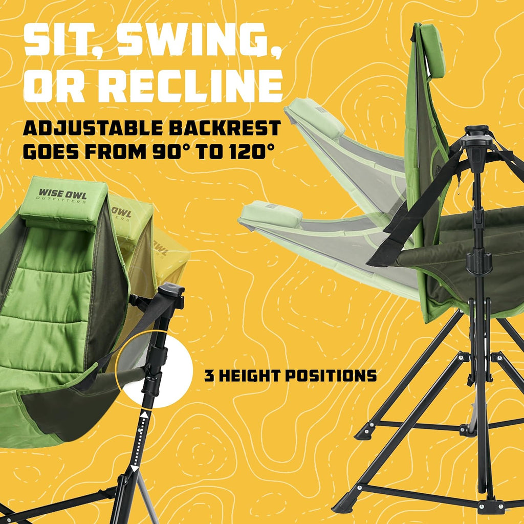 Wise Owl Outfitters Hammock Chair for Adults – Comfortable Portable Folding Rocking Camping Chair with Carry Bag – Great for Lawn, Campsite & Outdoors