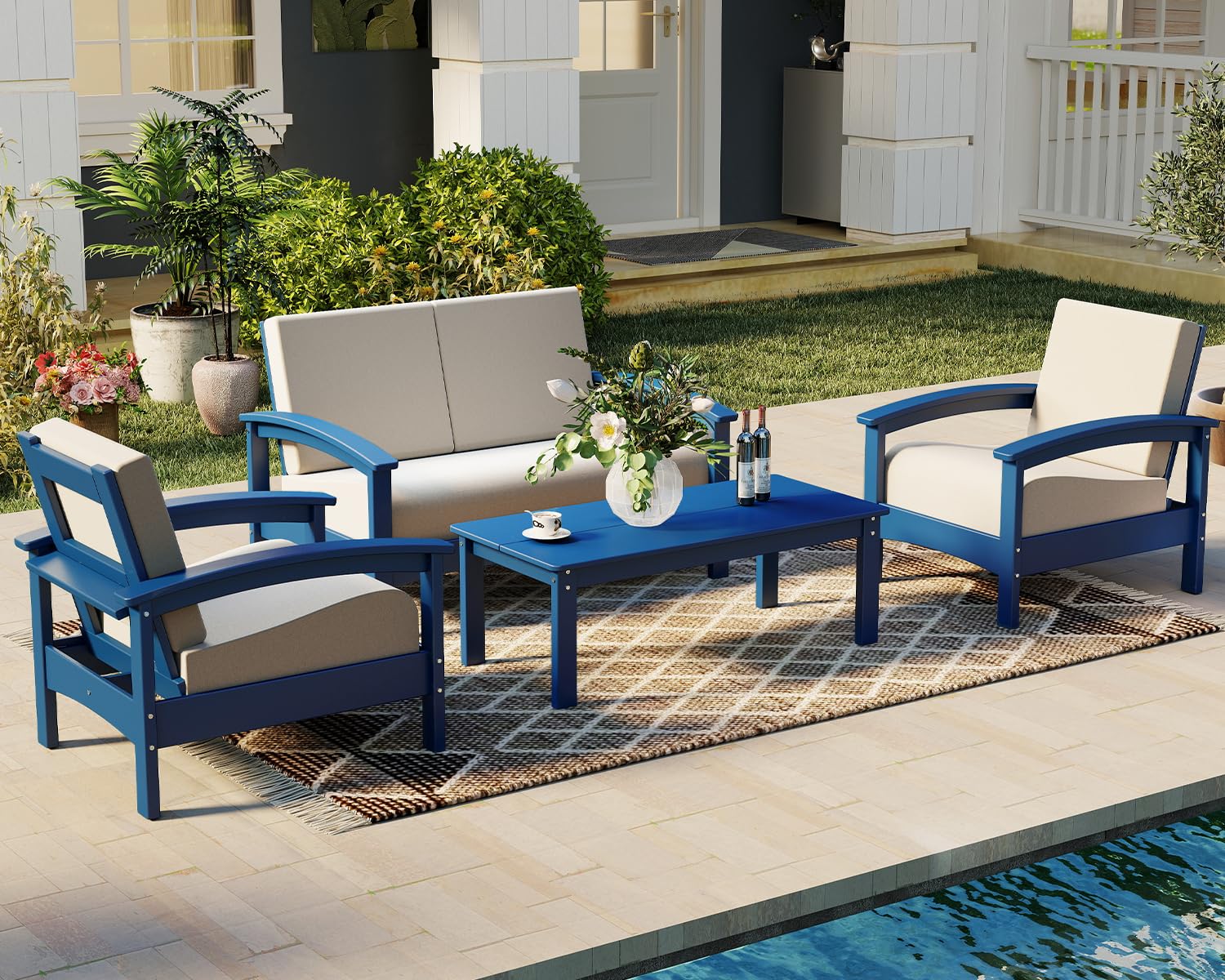GREENVINES Adirondack-Outdoor-Side-Table | 18 x 18 Inches | HDPE Plastic | All Weather | Outside Couch Tables for Conversation Set | Gray | for Patio Porch Deck Lawn