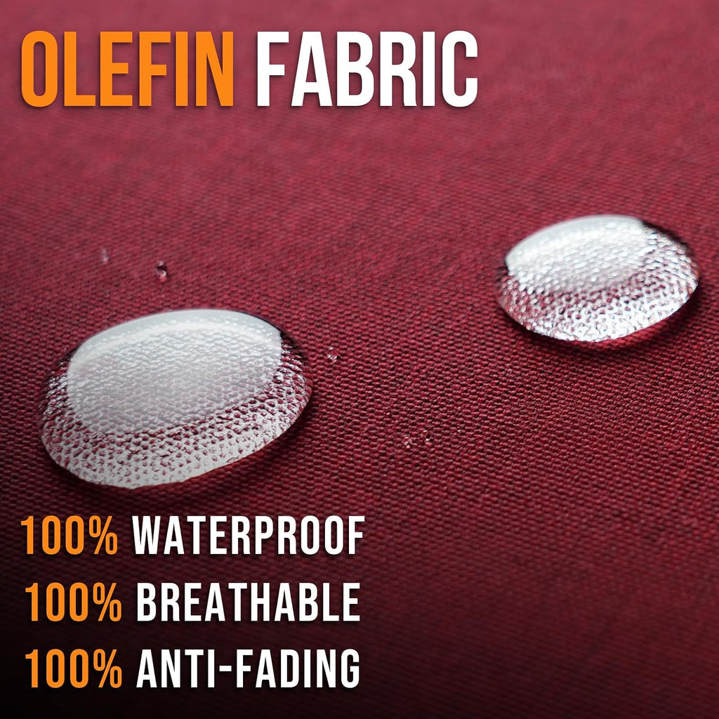 Outdoor Olefin Water-Resistant Deep Seat Cushion Set, 2PCS Weather and Fade Resistant 23''x 26''x 6'' Patio Furniture Seat Cushion, Thickened Sofa Chair Pad for Lawn, Garden, Red