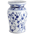 JONATHAN Y Cherry Blossom 18" Ceramic Chinoiserie Garden Stool, Traditional Floral Accent Side Table and Plant Stand for Indoor/Outdoor Garden, Patio, Living Room, Blue/White TBL1016A