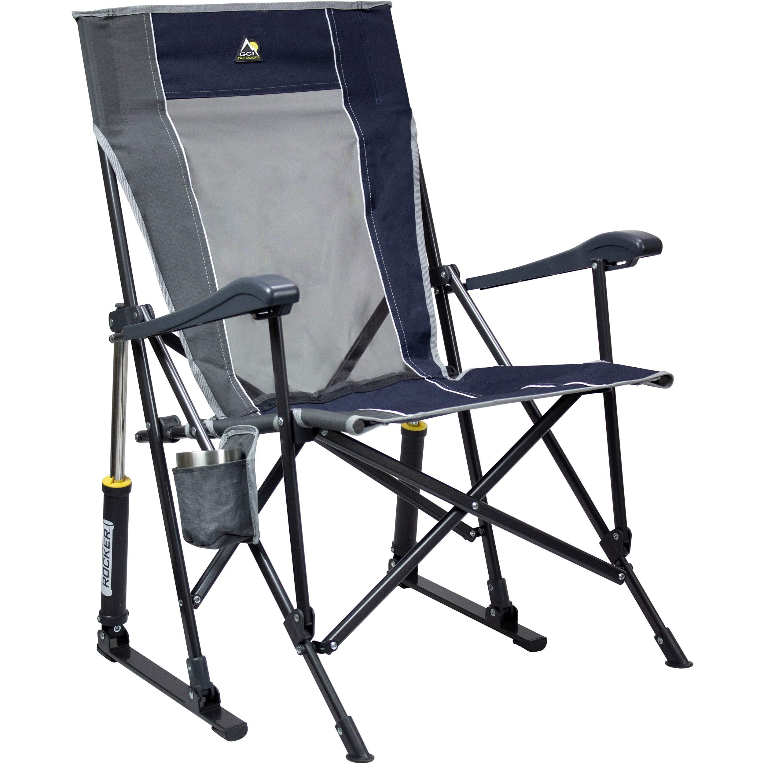 GCI Outdoor Comfort Pro Rocker Camping Chair | Portable Folding Rocking Chair with Durable Armrests & Drink Holder — Loden Green