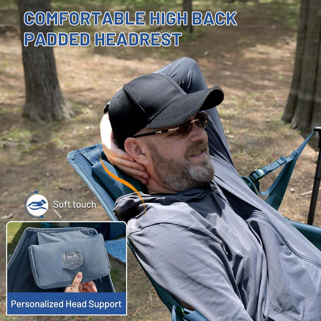 TIMBER RIDGE Hammock Camping Chair, Oversized Swinging Hammock Chair with Adjustable Back and Seat for Outdoor Lawn, Sports, Supports 400lbs, Blue