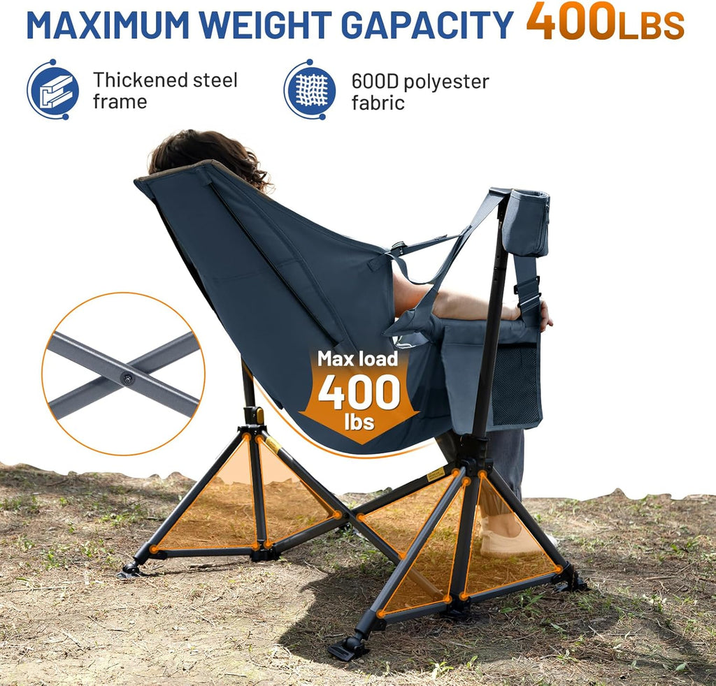 TIMBER RIDGE Hammock Camping Chair, Oversized Swinging Hammock Chair with Adjustable Back and Seat for Outdoor Lawn, Sports, Supports 400lbs, Blue