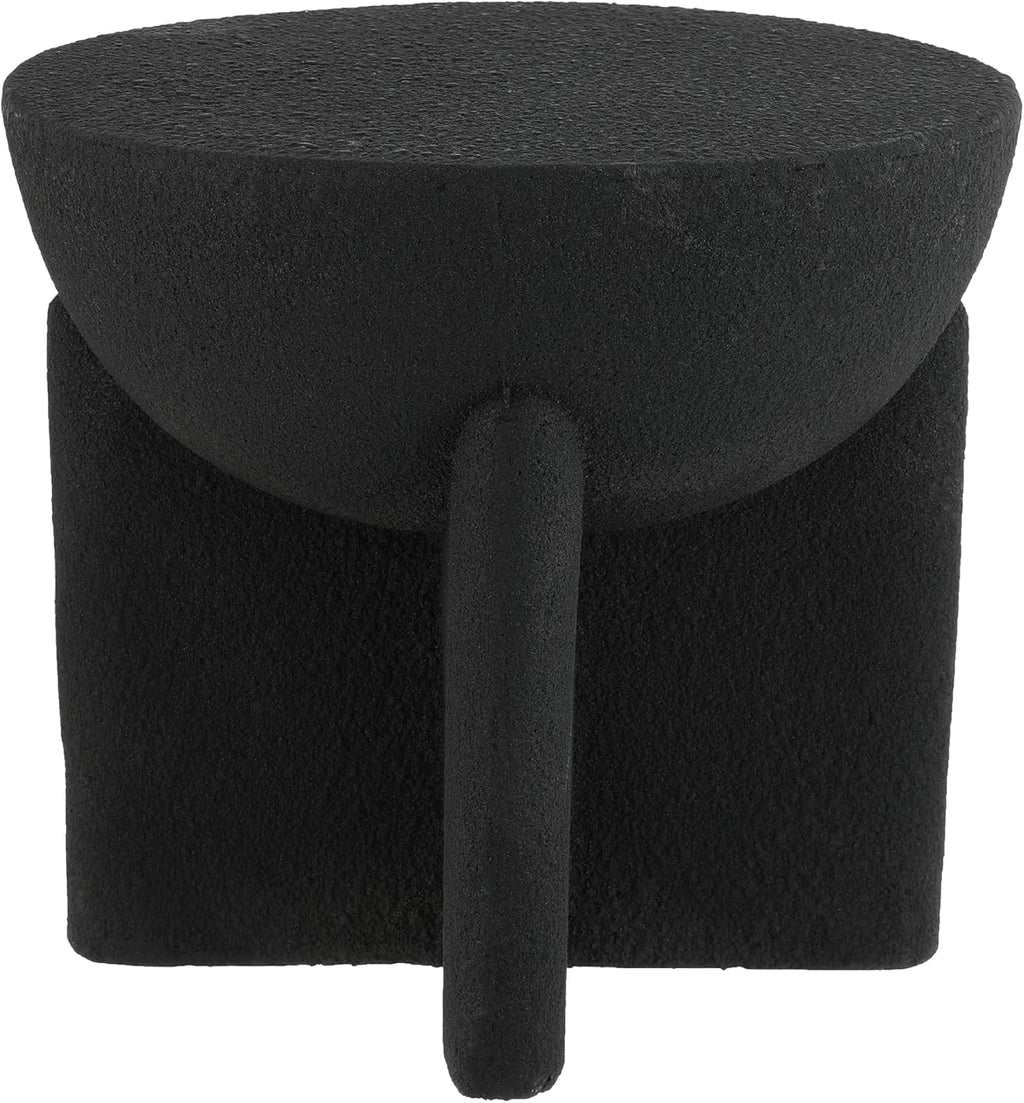 JONATHAN Y Brady Indoor/Outdoor Accent Table & Garden Stool, Minimalist Geometric Weather Resistant Sculptural Side Table for Patio, 17.75" x 16.25", Black Frosted TBL1109A