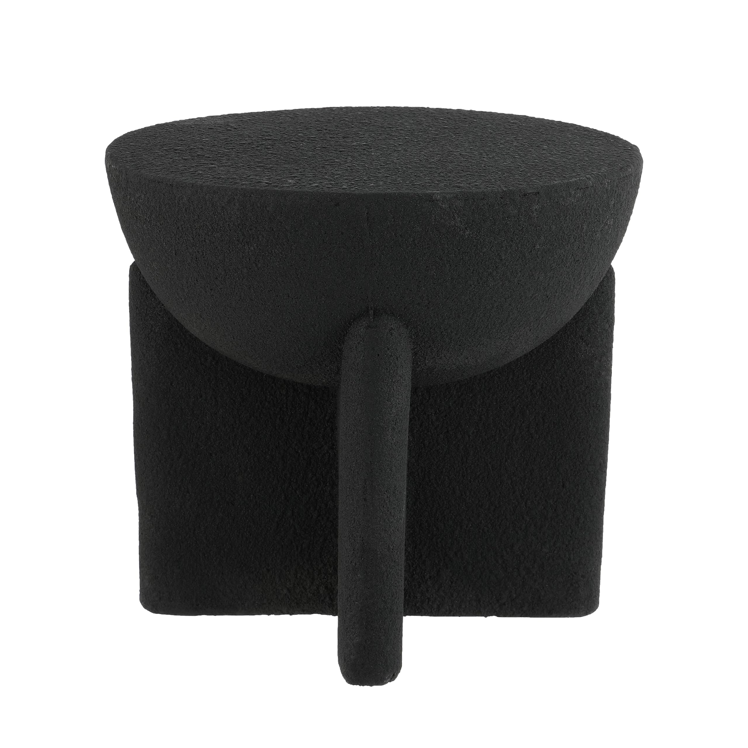 JONATHAN Y Brady Indoor/Outdoor Accent Table & Garden Stool, Minimalist Geometric Weather Resistant Sculptural Side Table for Patio, 17.75" x 16.25", Black Frosted TBL1109A