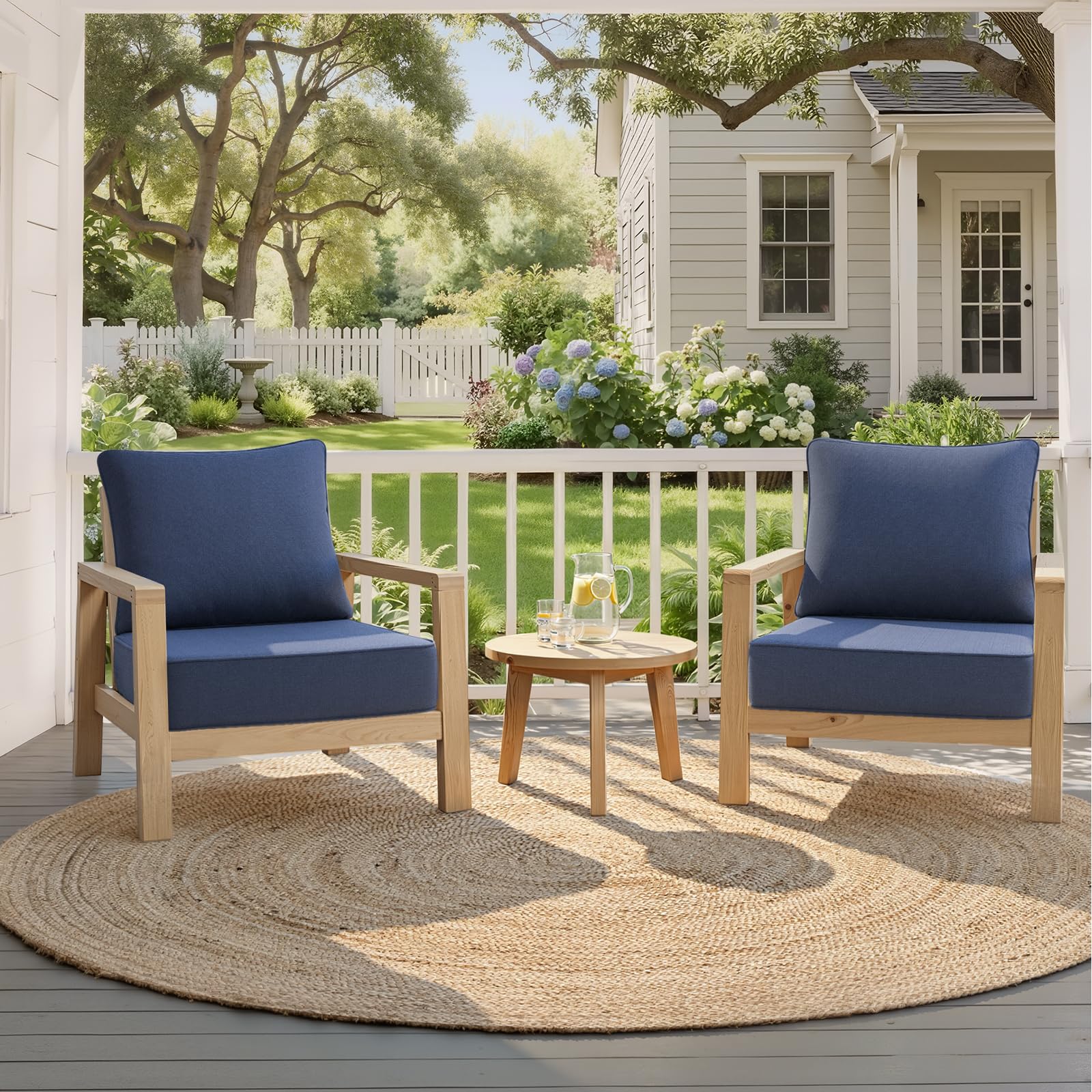 CRESTLIVE 5.5" Thick Deep Seat Patio Chair Cushions 24x24 Set of 2, Waterproof Outdoor Replacement Cushions for Wicker Sofa and Couch, Fade Resistant, Malachite