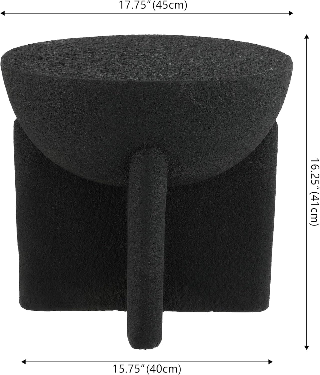 JONATHAN Y Brady Indoor/Outdoor Accent Table & Garden Stool, Minimalist Geometric Weather Resistant Sculptural Side Table for Patio, 17.75" x 16.25", Black Frosted TBL1109A