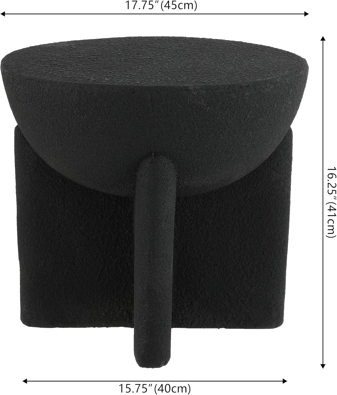 JONATHAN Y Brady Indoor/Outdoor Accent Table & Garden Stool, Minimalist Geometric Weather Resistant Sculptural Side Table for Patio, 17.75" x 16.25", Black Frosted TBL1109A