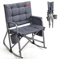 EVER ADVANCED Lightweight Folding Rocking Camping Chair, Padded Portable Rocker Chair for Patio, Lawn and Outdoors, Heavy Duty Hard Armchair for Adults, Grey