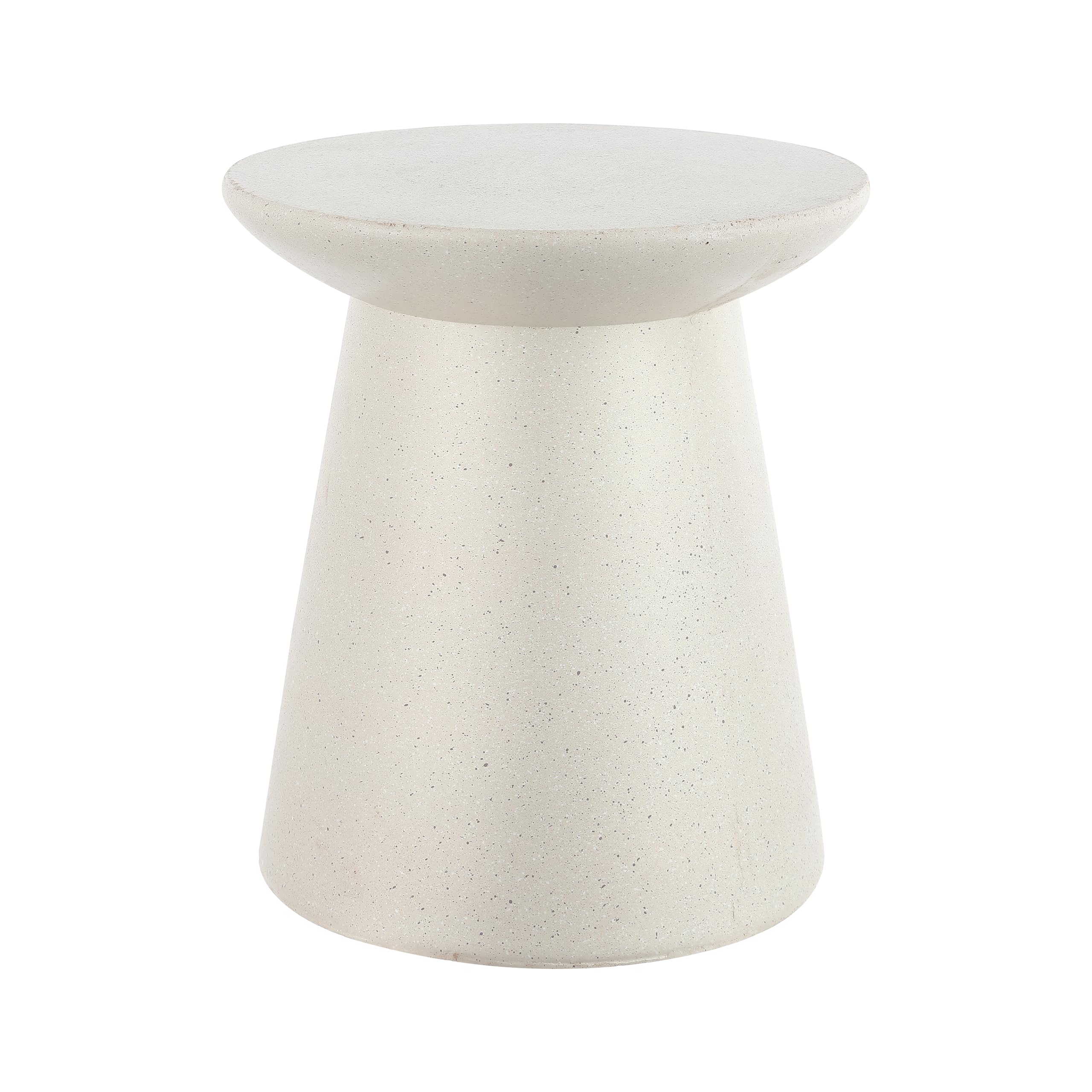 JONATHAN Y Hollie 18" Gray Terrazzo Polyresin Outdoor Side Table and Stool, All-Weather Textured Round Pedestal Accent Table for Patio, Garden, Modern Minimalist TBL1108C