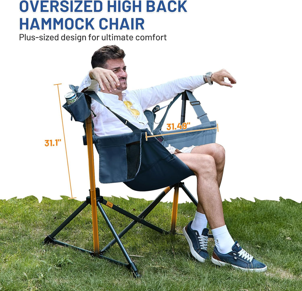 TIMBER RIDGE Hammock Camping Chair, Oversized Swinging Hammock Chair with Adjustable Back and Seat for Outdoor Lawn, Sports, Supports 400lbs, Blue