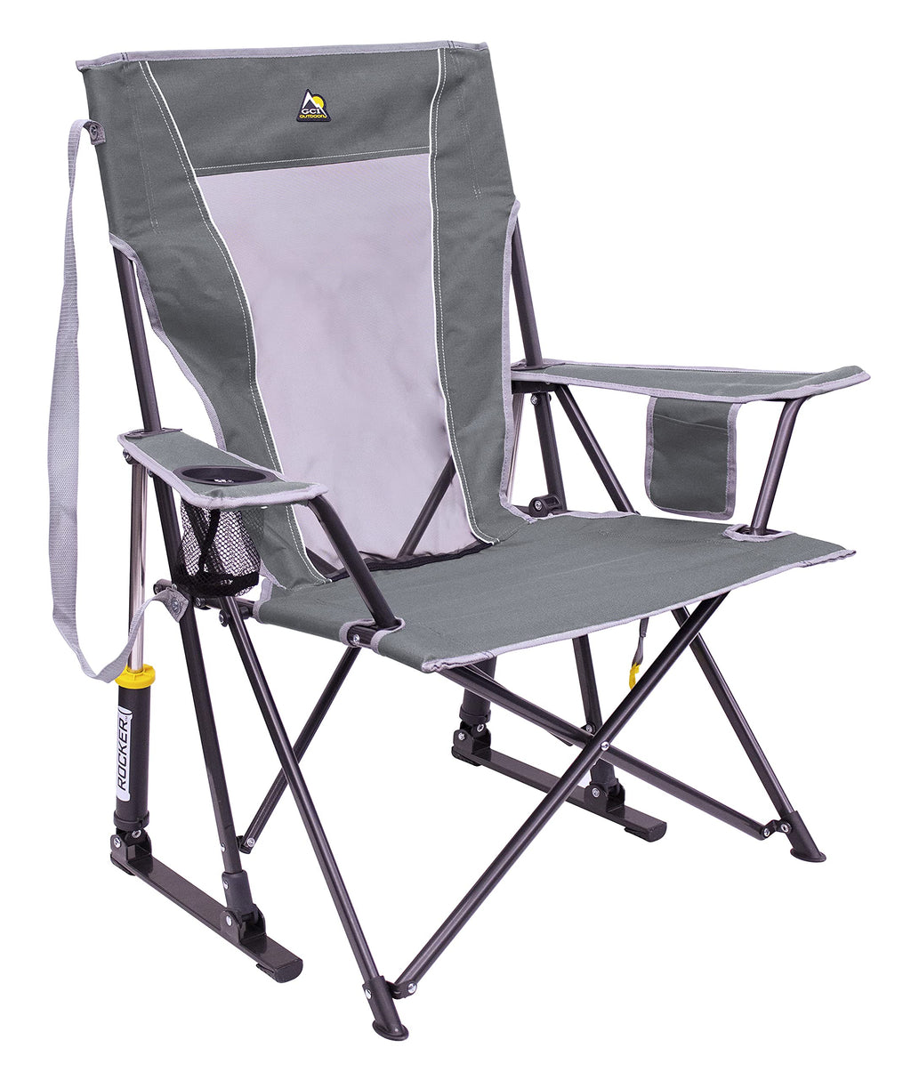 GCI Outdoor Comfort Pro Rocker Camping Chair | Portable Folding Rocking Chair with Durable Armrests & Drink Holder — Loden Green