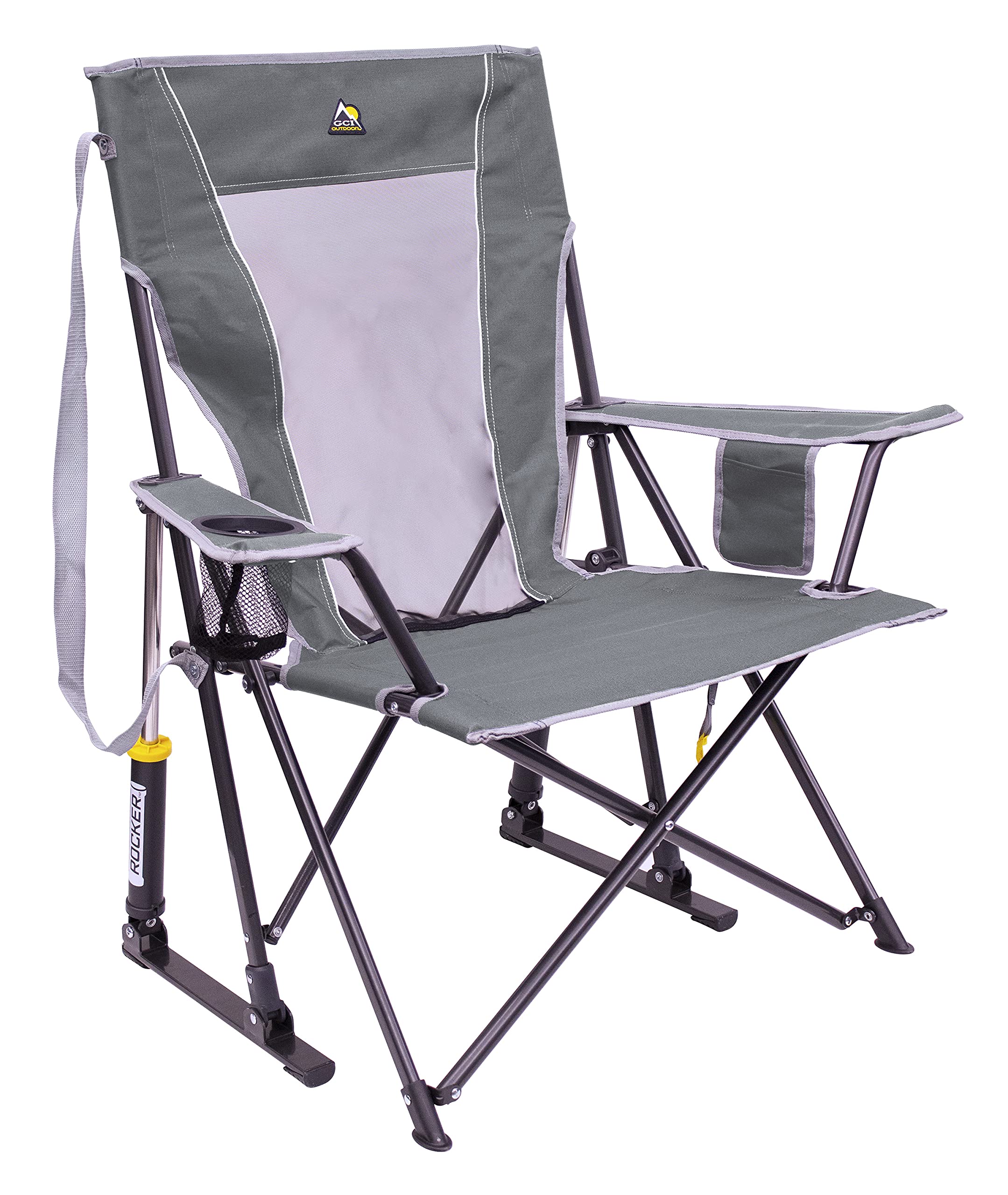 GCI Outdoor Comfort Pro Rocker Camping Chair | Portable Folding Rocking Chair with Durable Armrests & Drink Holder — Loden Green
