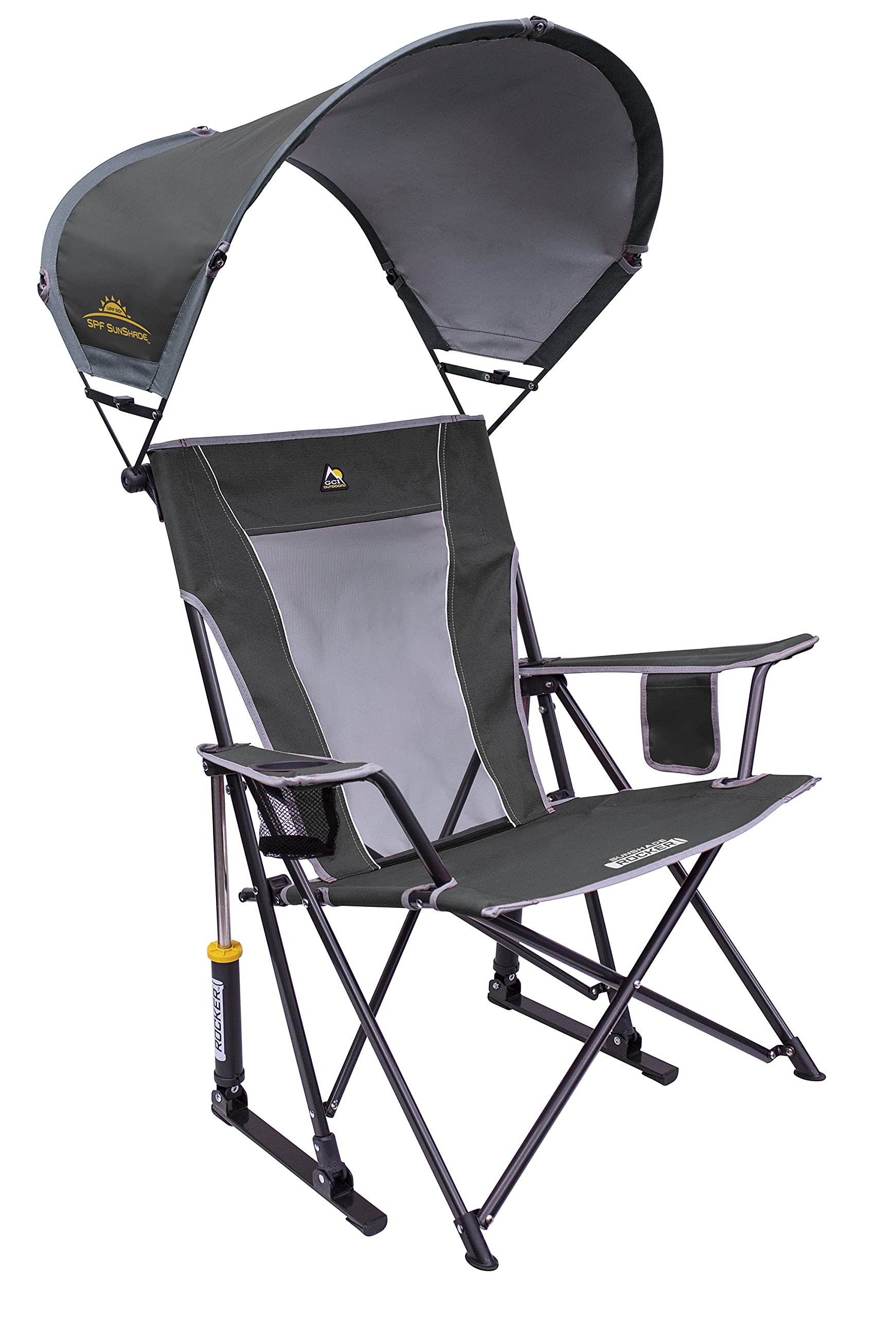 GCI Outdoor Comfort Pro Rocker Camping Chair | Portable Folding Rocking Chair with Durable Armrests & Drink Holder — Loden Green