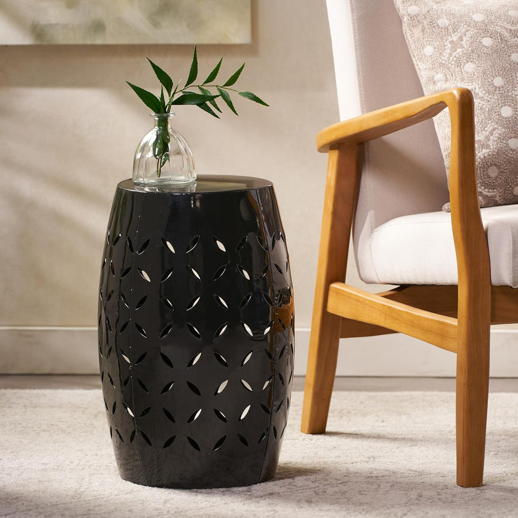 Christopher Knight Home Lilac Dione Outdoor 12" Iron Side Table, Black