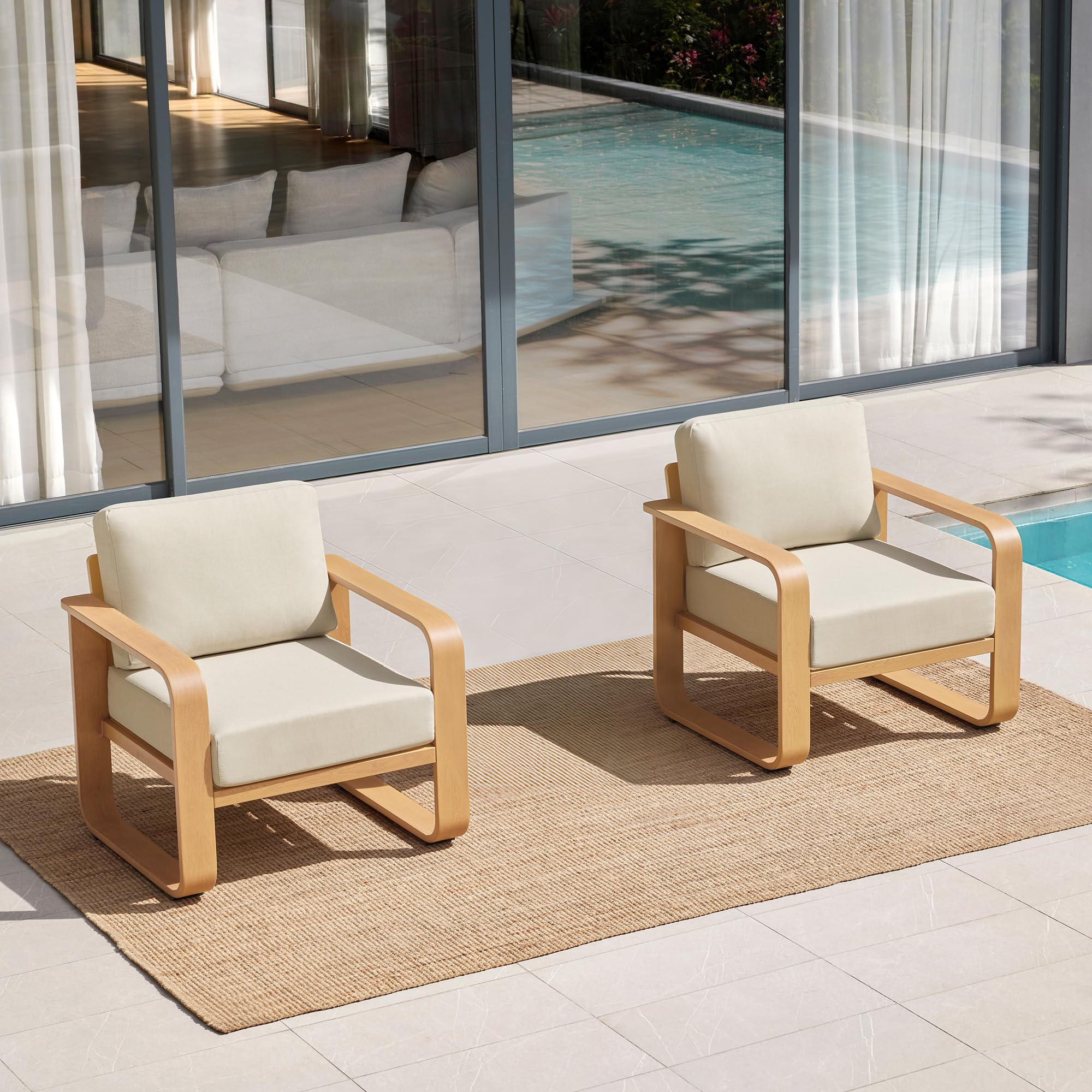 CHITA Aluminum Outdoor 3-Seater Sofa, Patio Furniture with 6.3in Thick High-Resilient Cushions & 100% Aluminum Frame, Modern Outdoor Patio Furniture for Poolside, Deck, Balcony