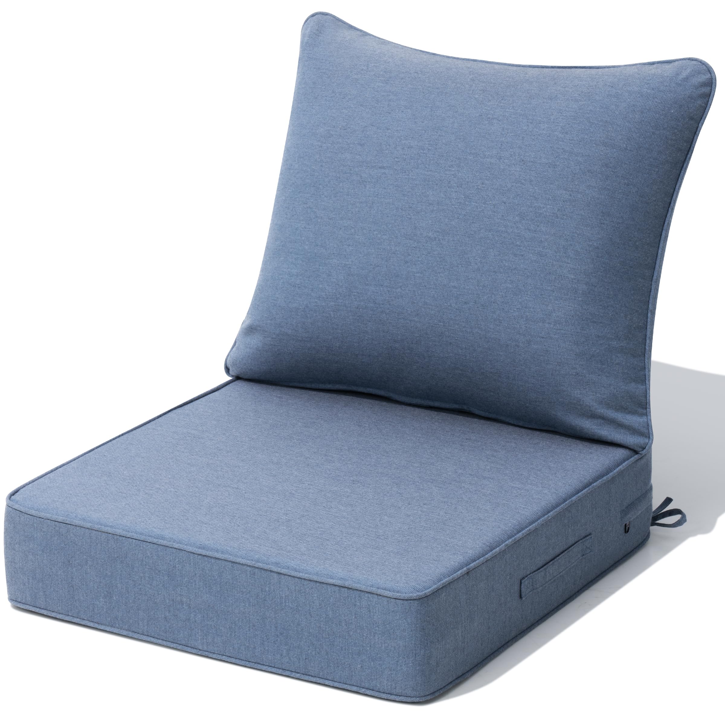 CRESTLIVE 5.5" Thick Deep Seat Patio Chair Cushions 24x24 Set of 2, Waterproof Outdoor Replacement Cushions for Wicker Sofa and Couch, Fade Resistant, Malachite