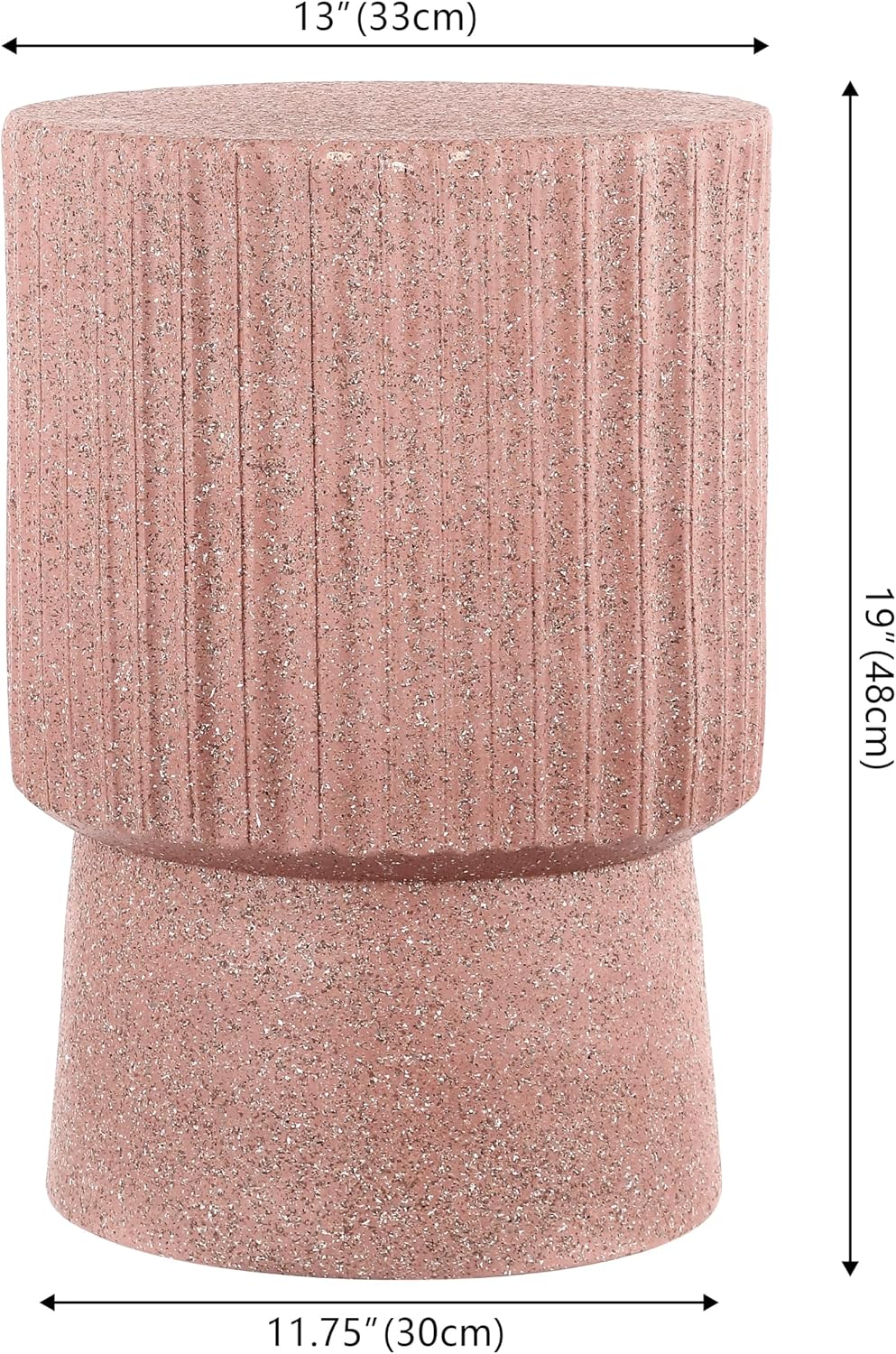JONATHAN Y Louisa 19" Fluted Outdoor Accent Table, All-Weather Pink Terrazzo Pedestal Garden Stool, Small Round Side Table for Patio, Porch, and Living Room TBL1102C