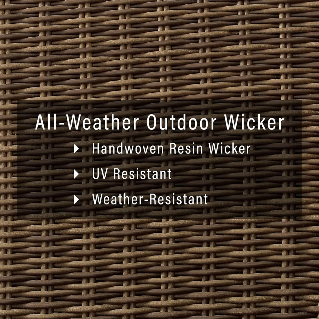 Crosley Furniture Bradenton 3-Piece Outdoor Sofa Patio Furniture Set, Wicker Conversation Sets for Porch, Brown with Navy Cushions
