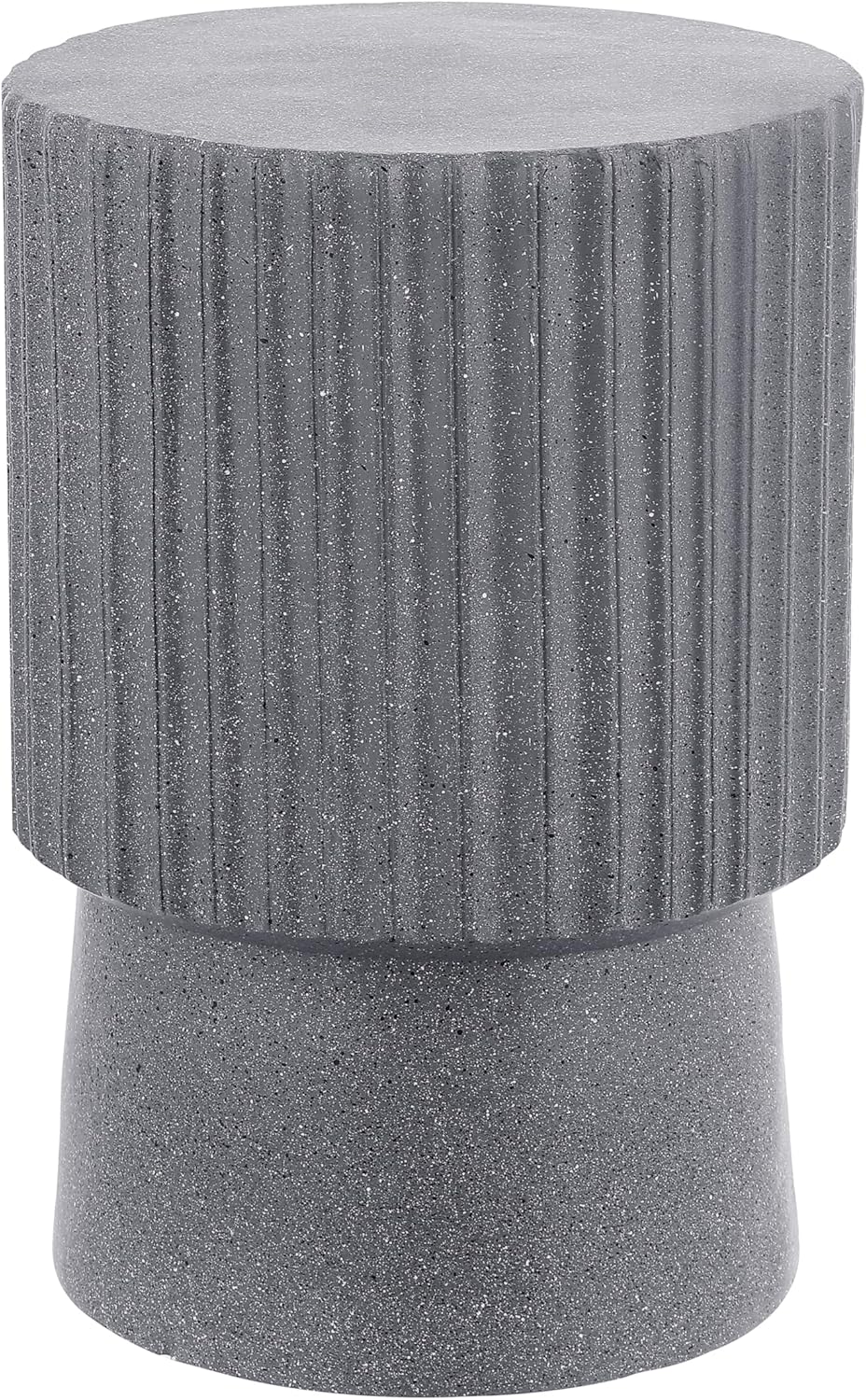 JONATHAN Y Louisa 19" Fluted Outdoor Accent Table, All-Weather Gray Terrazzo Pedestal Garden Stool, Small Round Side Table for Patio, Porch, and Living Room TBL1102A