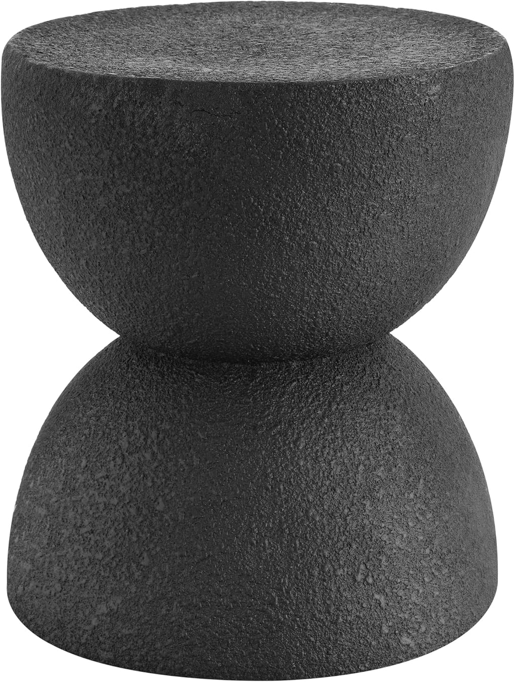 JONATHAN Y Greta Hourglass Outdoor Side Table and Stool, 18" Modern Textured All-Weather Accent End Table for Patio, Deck, or Garden, Black Frosted TBL1100B