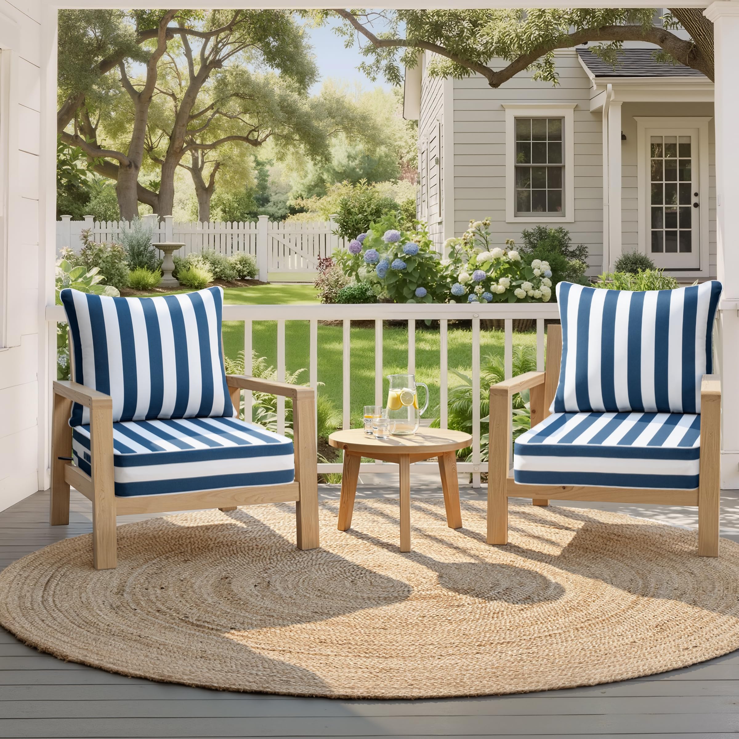 CRESTLIVE 5.5" Thick Deep Seat Patio Chair Cushions 24x24 Set of 2, Waterproof Outdoor Replacement Cushions for Wicker Sofa and Couch, Fade Resistant, Malachite